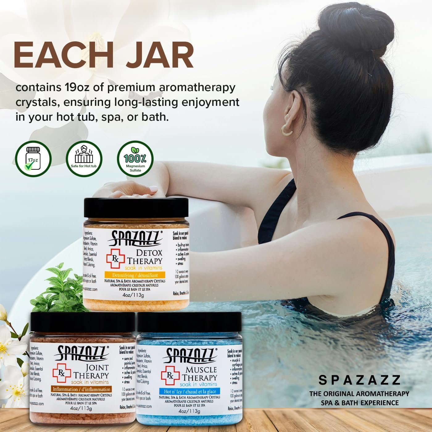 Spa & Hot Tub RX Therapy Muscle Detox Joint Bundle 3 Pack Gift Set - Spazazz Therapeutic Mineral Dead Sea Bath Salt Crystals Collection - Image 4
