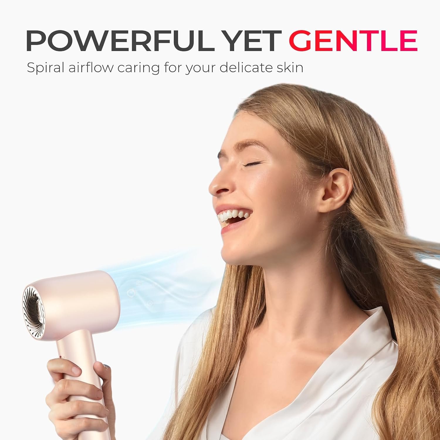 TYMO Ionic Hair Dryer for Women, High Speed Travel Blow Dryer for 5X Faster Drying & 0 Damage, Professional Portable Quiet Hairdryer with 400M Negative Ions, 4 Temps& 2 Speeds, 110,000 RPM, Gold Blush - Image 4