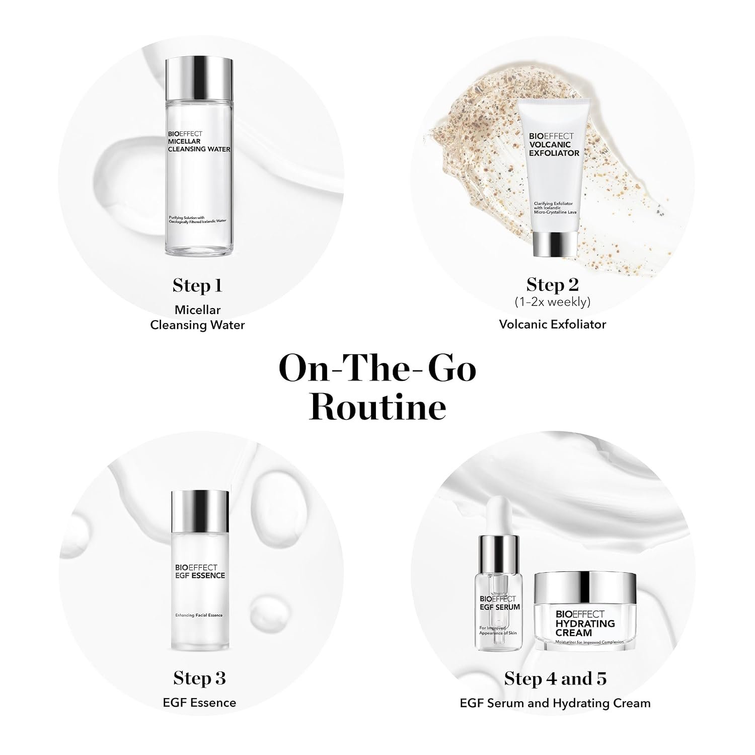 BIOEFFECT On-the-Go EGF Skincare Set | Age-Defying TRAVEL KIT with Growth Factor Serum, Hydrating Cream, Essence Toner, Micellar Cleanser & Volcanic Exfoliator - Image 8