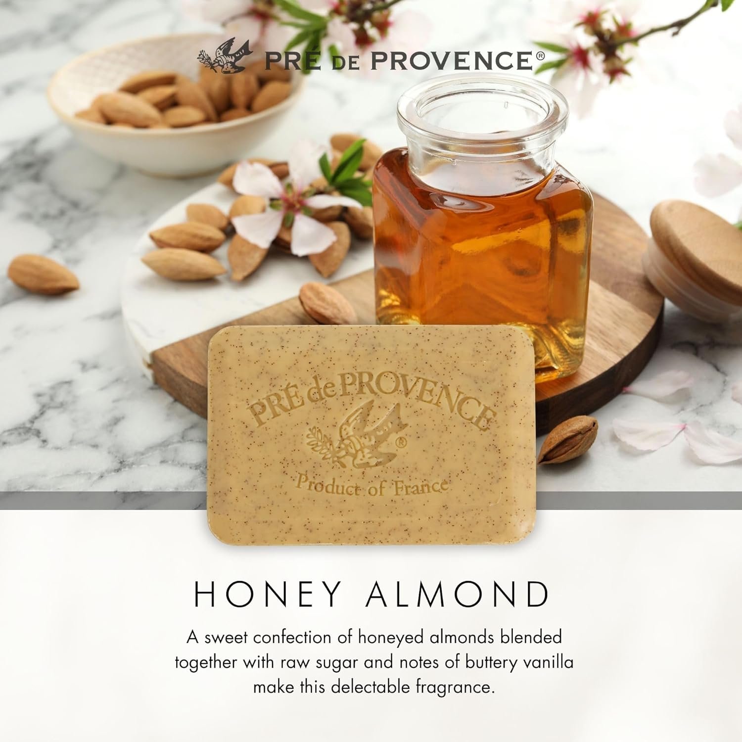 Pre de Provence Artisanal French Moisturizing Soap Bar, Shea Butter Enriched, Quad Milled for Long Lasting Rich Smooth Lather, 5.3 Ounce, Honey Almond - Image 8