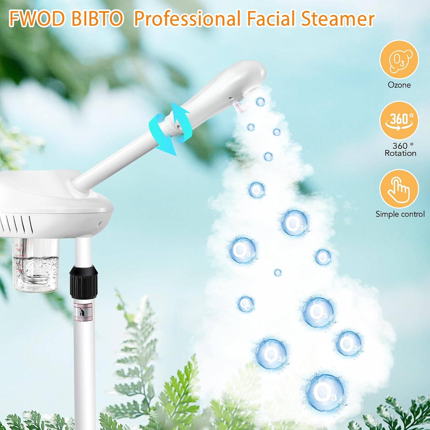 Professional Facial Steamer, Esthetician Steamer on Wheels with Hot Mist, Stand Face Steamer for Facial Deep Cleaning, Steamer for Facial for Personal Care or Spa, Moisturizing and Hydrating, White - Image 3