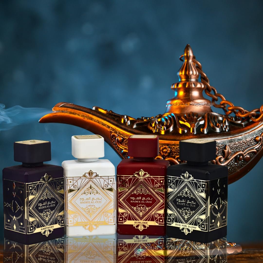 Lattafa Perfumes Bade'e Al Oud for Unisex 4 Piece Eau de Parfum Gift Set (Oud for Glory + Sublime + Amethyst + Honor & Glory) 3.4 Ounce/100 ml each - Image 2
