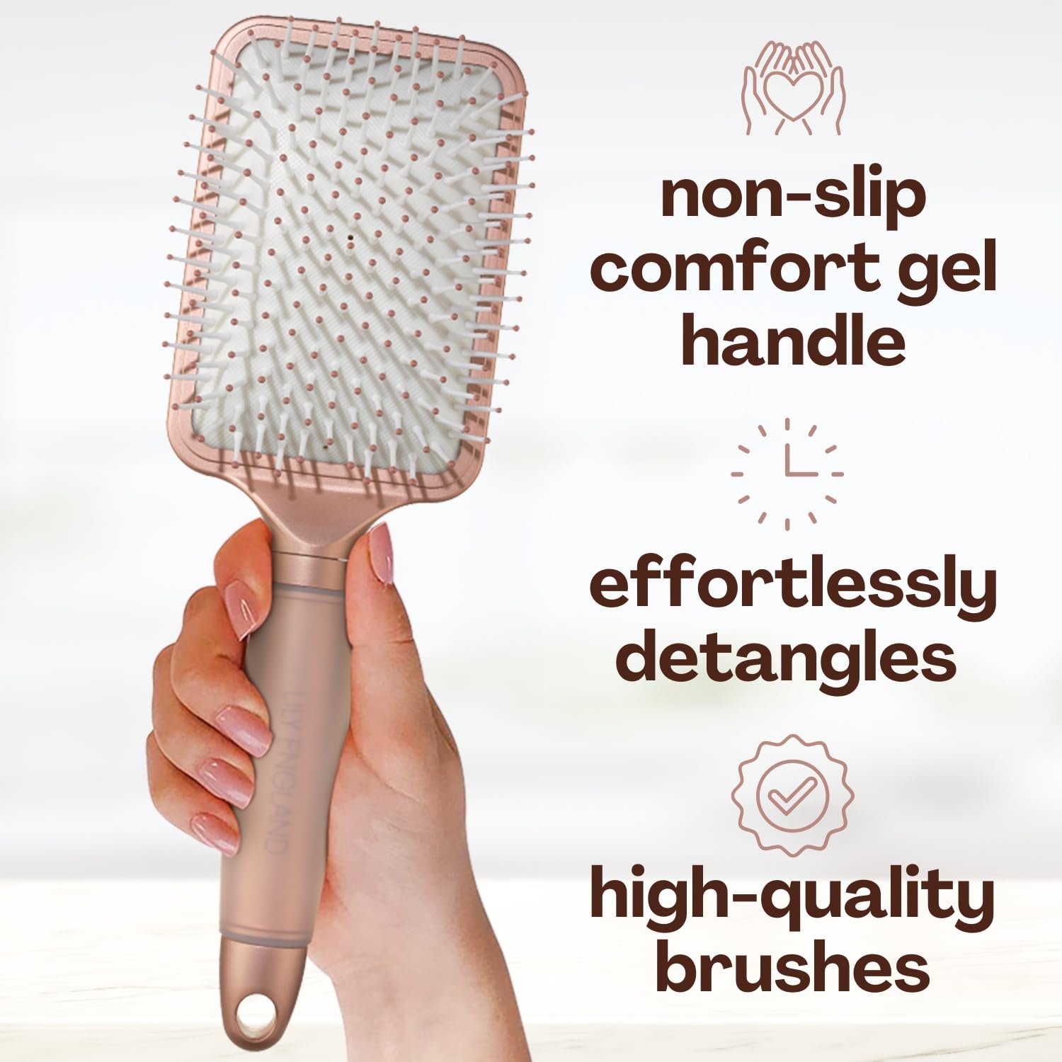 Luxury Hair Brush Gift Set for Women & Girls - Lily England 4-Piece Professional Styling Collection - Premium Ladies Gift Set | Elegant Gifts for Women for All Hair Types - Matte Rose Gold - Image 4