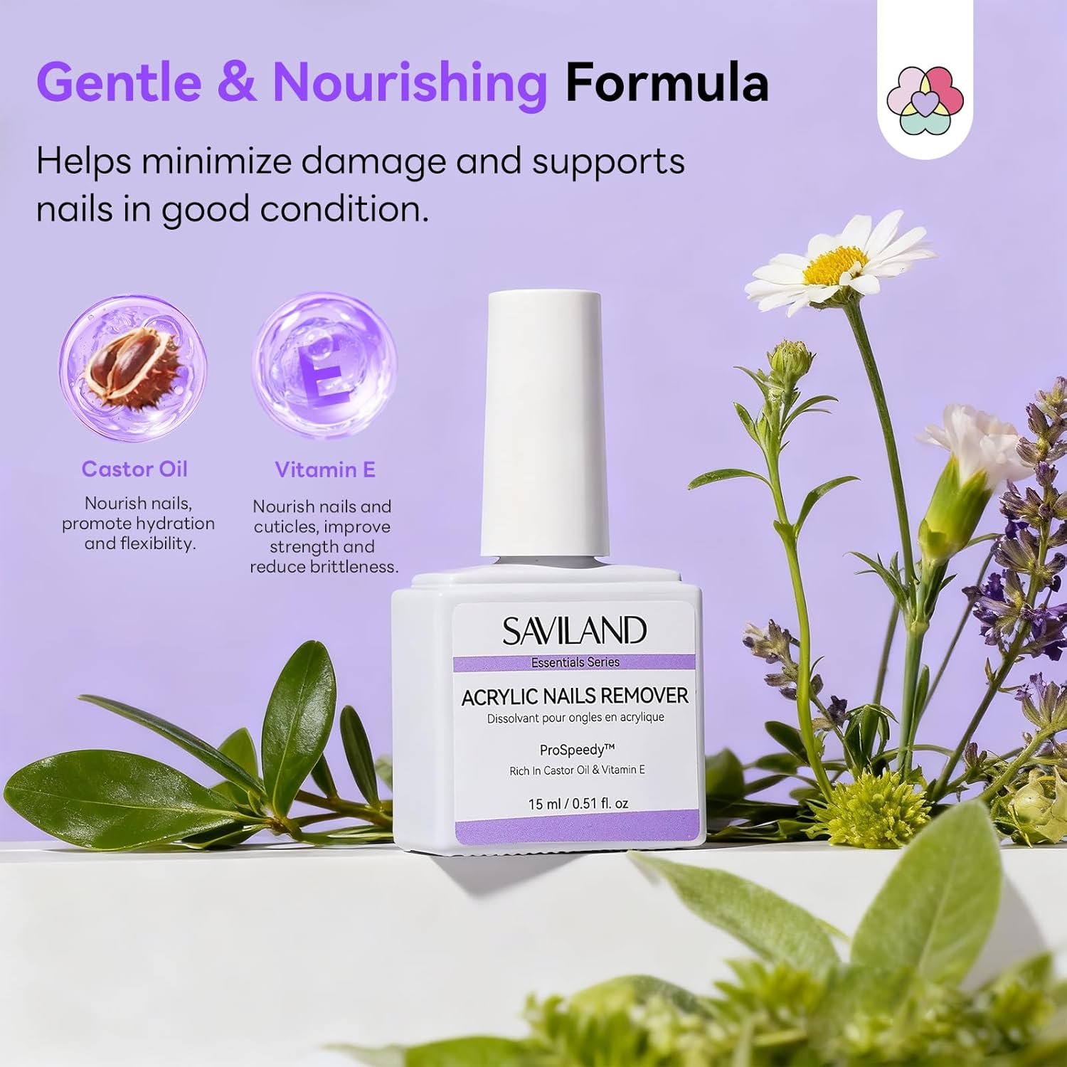 SAVILAND Acrylic Nail Remover Kit 2 Pcs: Powerful Rapid Dissolution Acrylic Remover with Cuticle Oil & Nail File Tools, No Soaking No Wrapping, Gentle Professional Set for Home Use - Image 3