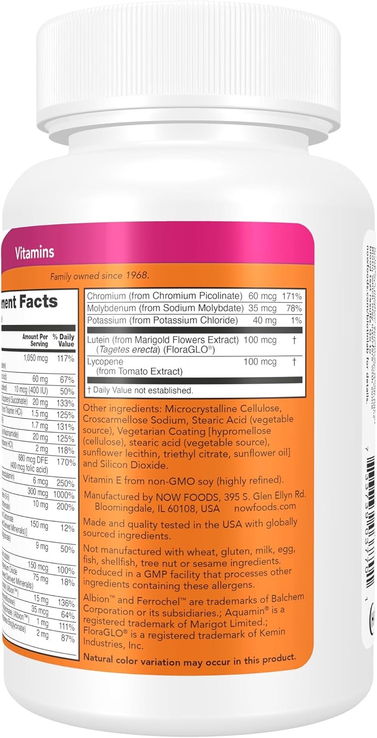 NOW Foods Supplements, Daily Vits™, One Tablet Daily with Lutein & Lycopene, 100 Tablets - Image 3