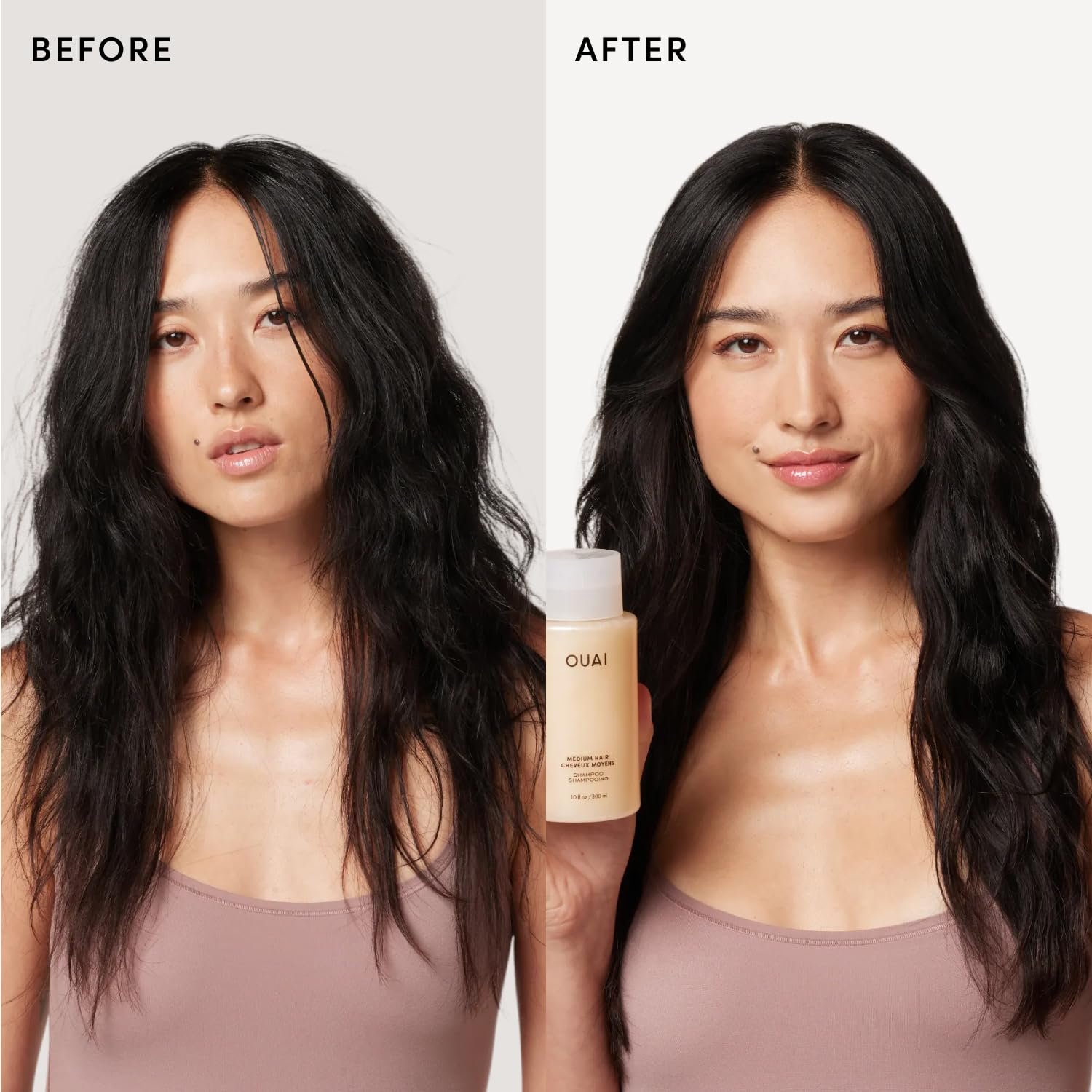 OUAI Medium Hair Shampoo and Conditioner Set - Sulfate-Free Shampoo and Conditioner for Women & Men - Made with Keratin, Shea Butter & Avocado Oil - Free of Parabens & Phthalates (10 Fl Oz) - Image 4