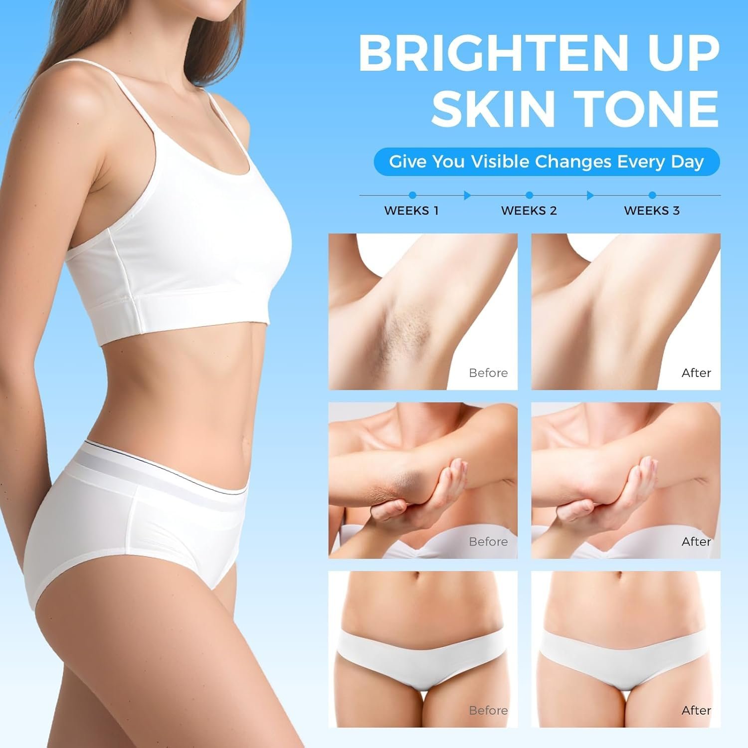 Skin Brightening Cream for Body – Dark Spot Corrector for Private Parts, Inner Thigh, Bikini Areas – Fades Hyperpigmentation & Uneven Skin Tone, Skin Lightening Cream for Underarms, Knees, 1.7 fl oz - Image 2