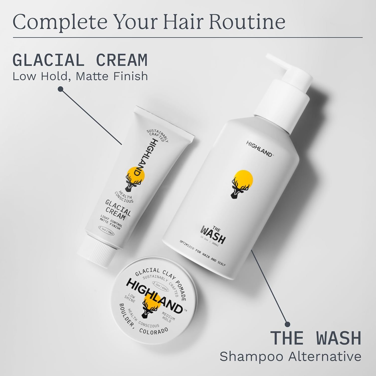 Highland Glacial Hair Clay Pomade - Award winning hair styling clay for men and women made with 100% all natural and organic ingredients that promote hair and scalp health. Low shine, Medium Hold. - Image 9