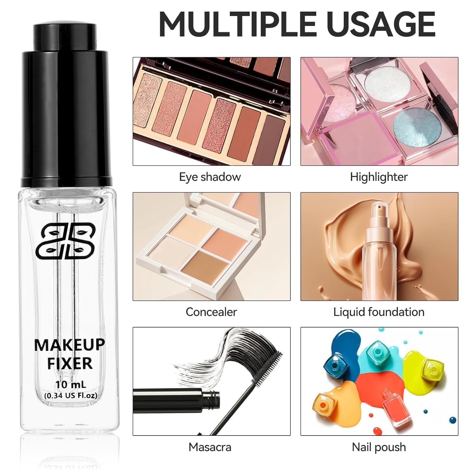 Makeup Fixer Mixing Liquid Cosmetics Eyeshadow Sealant Prolong Makeup Pigment Durability 10ml/0.34 US FL OZ (Black Bottle Cap) - Image 3