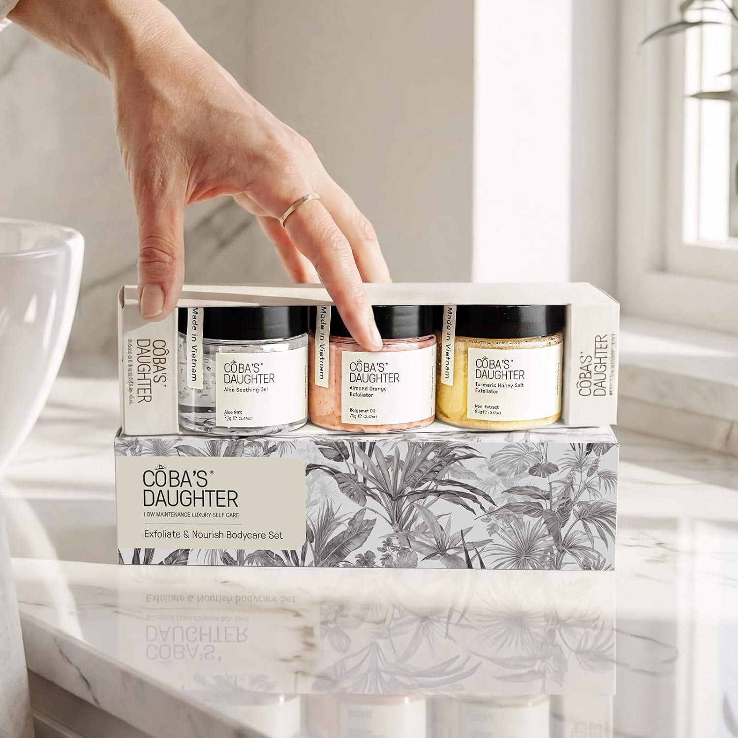 COBA'S DAUGHTER Luxury Spa Gift Set for Women | 3-Piece Mini Body Care Trio, Birthday Gift Set & Mother’s Day Gift for Woman, Travel Size Self-Care Gift (Honey Turmeric, Almond Orange, Aloe Vera) - Image 9