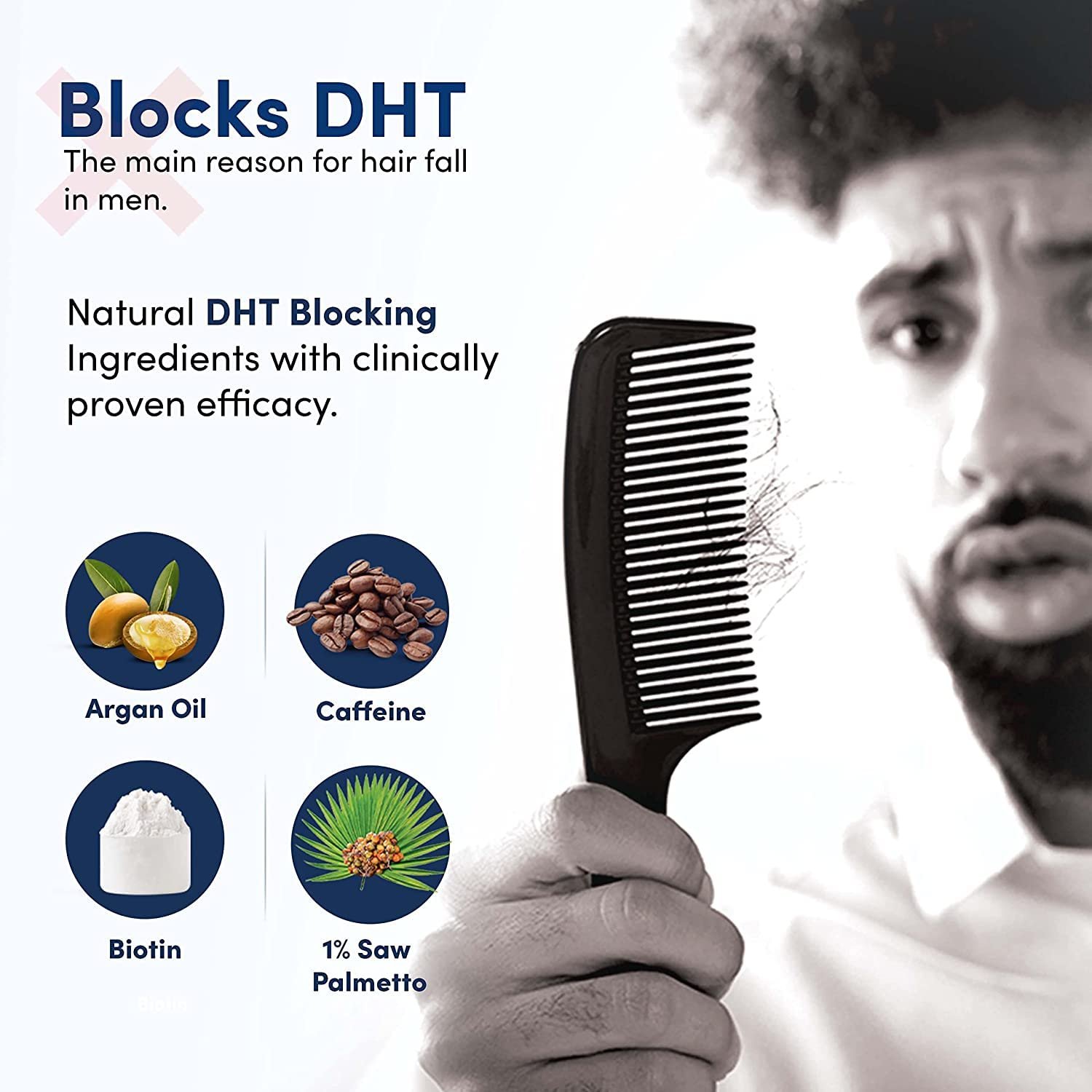 DKM Man Matters Double DHT Blocking Anti Hair Fall Shampoo with Saw Palmetto, Caffeine, Biotin & Argan Oil | Therapeutic Grade & Dermatologically formulated | No Side Effects | 200 ml - Image 3