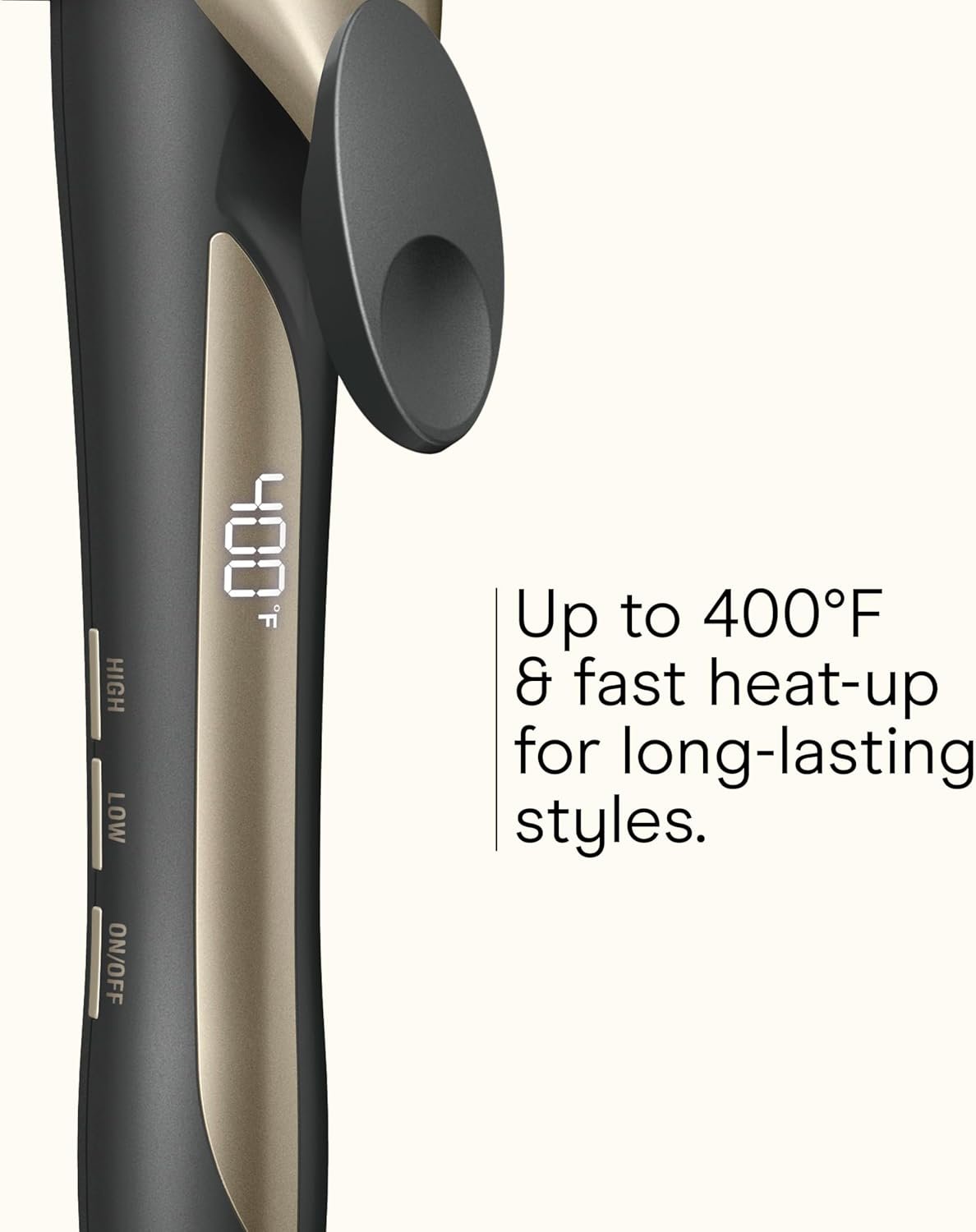 Conair INFINITIPRO Tourmaline Ceramic Curling Iron 1-1/4 inch Barrel with 5 Heat Settings up to 400°F and Digital Display, Lightweight Hair Styling Tool for Medium and Long Hair, Gray, CD1001L - Image 4