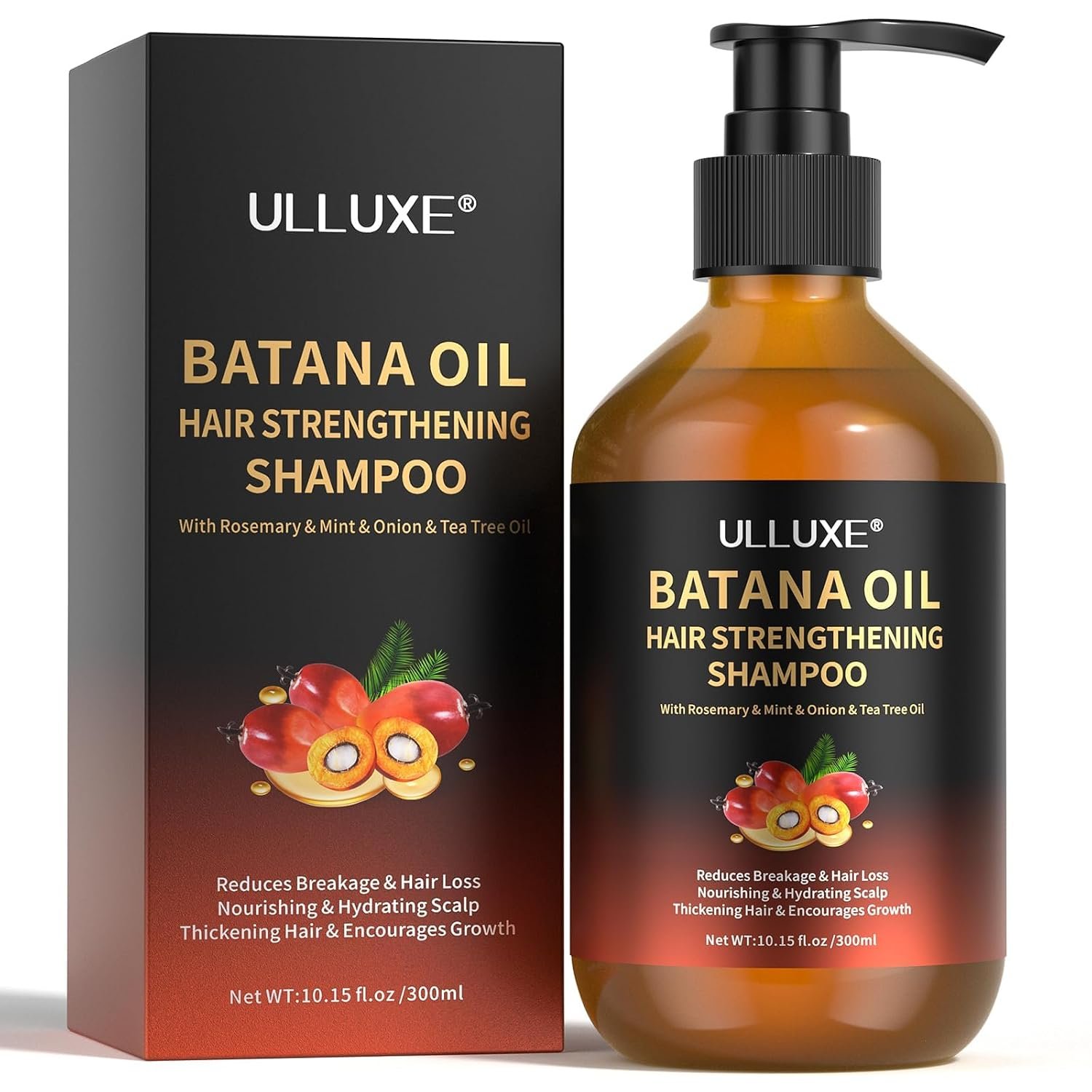 Batana Oil Hair Growth Shampoo, Sulfate Free Strengthening Shampoo for Women & Men with Thinning Hair & Hair Loss, Infused Rosemary & Mint Nourishes Hair Scalp, for All Hair Types, 10.15 fl.oz