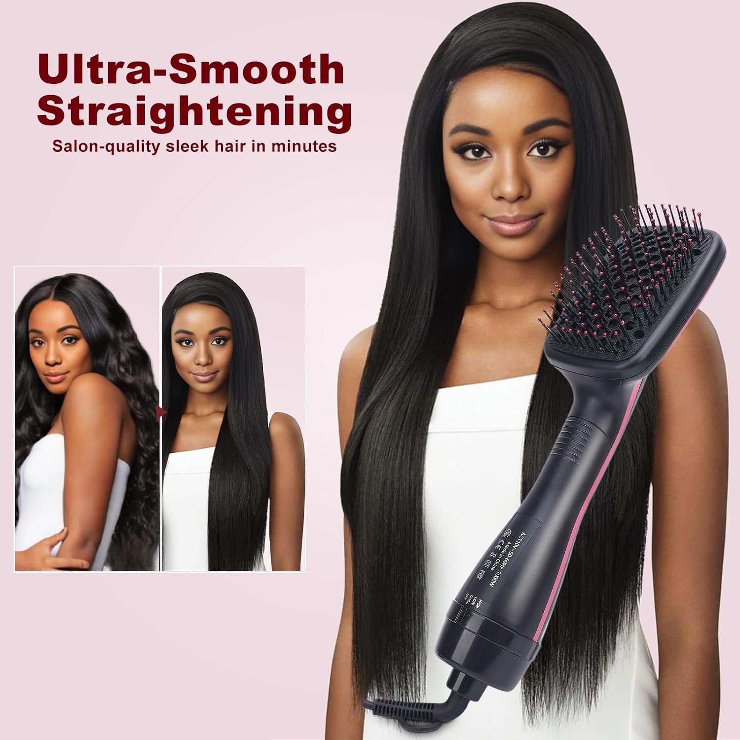 Sonew 2 In 1 Hair Dryer Brush & Straightener Blow Dryer Brush with Negative Ions Detangles & Smooths Hair Reduces Frizz & Static Styler - Image 4