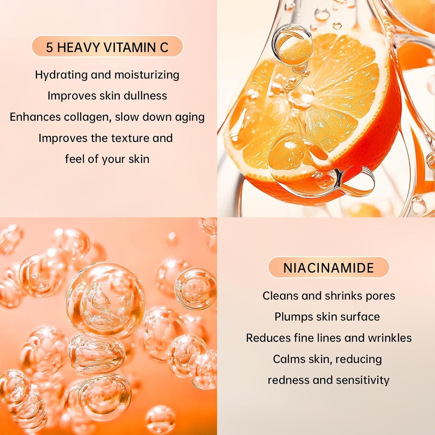 Vitamin C Skin Care Set for Women - 6PCS Skincare Gift Set With Facial Cleanser, Toner, Eye Cream, Serum, Lotion & Face Cream - Moisturizing Skin Care Kit for Anti-Wrinkle, Valentine’s Day Gift - Image 3