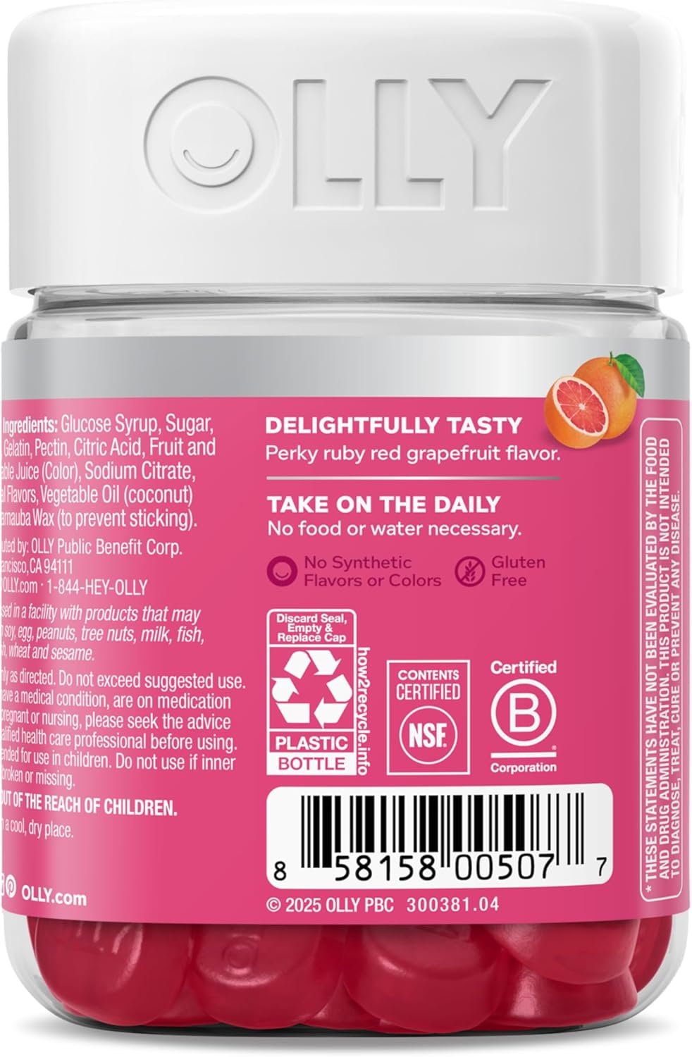 OLLY Hair Skin and Nails Gummies - Undeniable Beauty with Biotin 2500mcg Per 2 Gummies, Keratin & Vitamin C - Supports Healthy Hair, Skin, & Nails - Grapefruit Flavor - 60 Count - Image 11