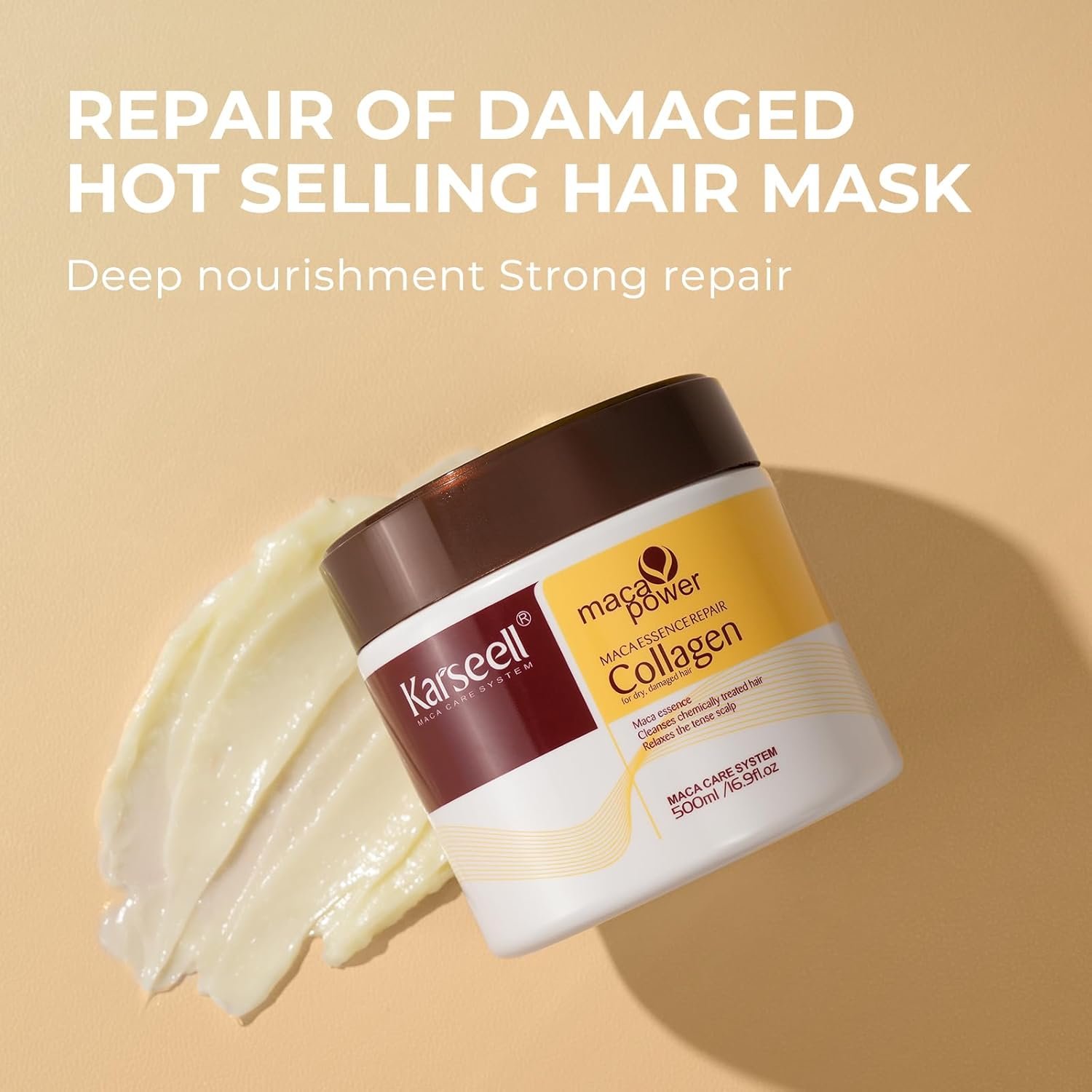 Karseell Collagen Hair Treatment Set, Deep Repair Collagen Hair Mask Shampoo and Argan Oil for Dry Damaged Hair of All Types - 2 x 16.9floz + 1.69floz - Image 7