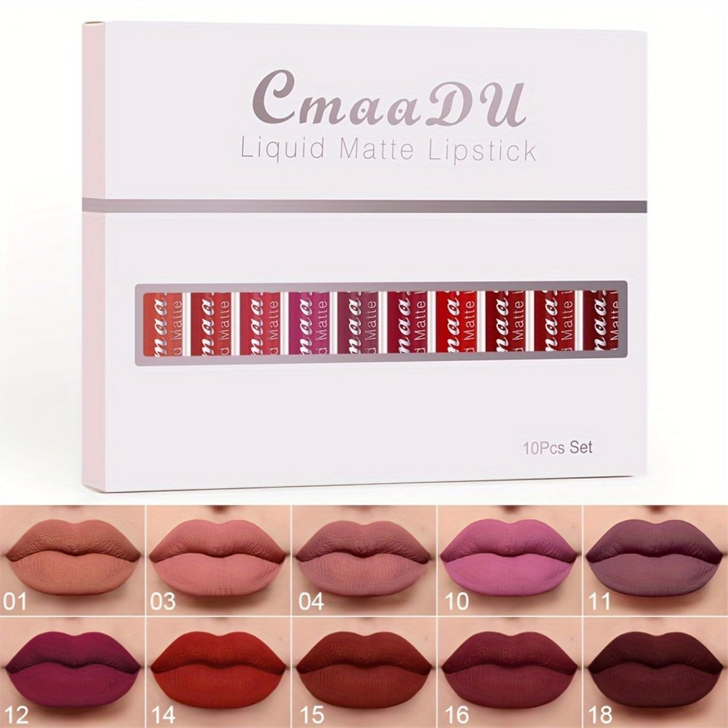 10 Pcs Matte Liquid Lipsticks Set with Waterproof and Long Lasting Lip Gloss Kit for Women Lip Makeup | Matte - Image 2