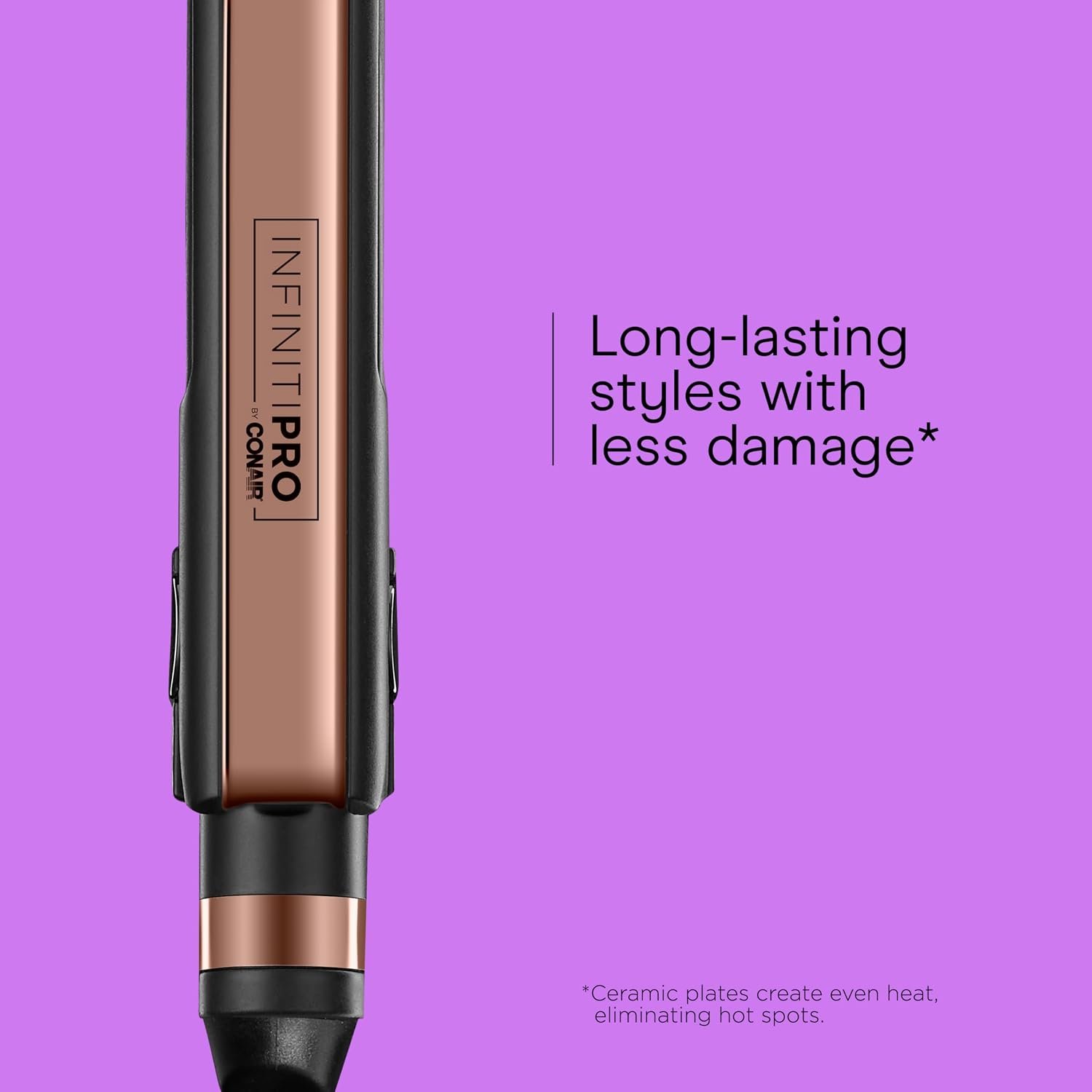 INFINITI PRO CONAIR Rose Gold Ceramic Flat Iron Hair Straightener, 1-Inch Flat Iron with Extra-Long Plates, including a Floating Plate, Advanced Heat Technology, Black - Image 4