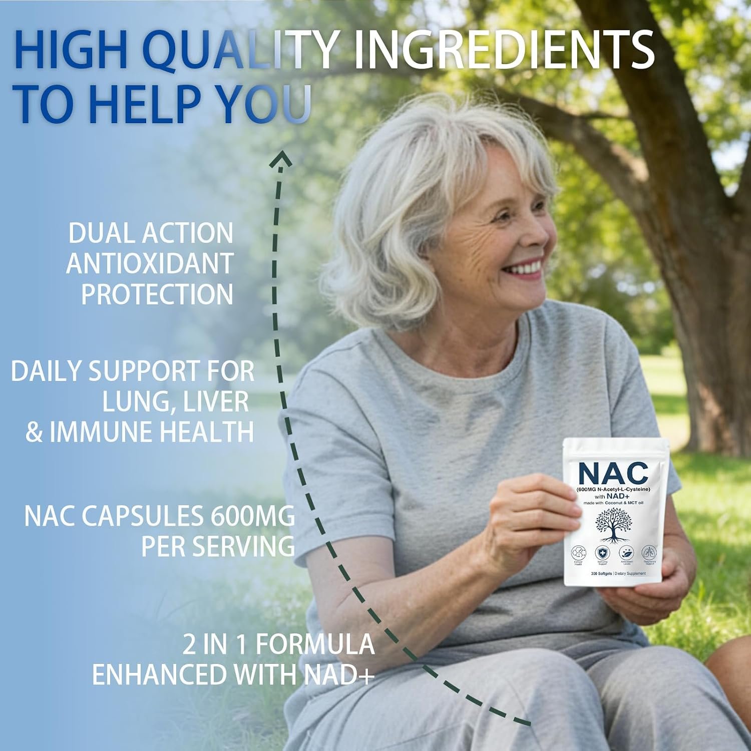 NAC 600mg Non-GMO, Gluten Free,Organic NAC Supplement N-Acetyl Cysteine Capsules with NAD+ for Cellular & Lung Health, 300 Softgels - Image 7