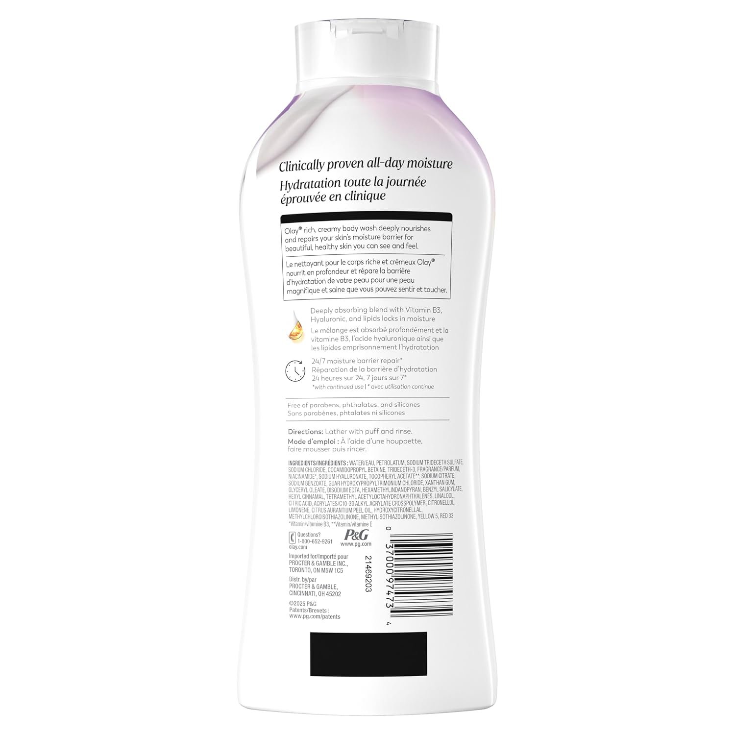Olay Body Wash for Women, Age Defy with Vitamin E, 24/7 Moisture Barrier Repair, Hydrating & Cleansing for Visibly Soft Skin, Vitamin B3 & Hyaluronic Blend, All Skin Types, 22 fl oz (Pack of 2) - Image 11