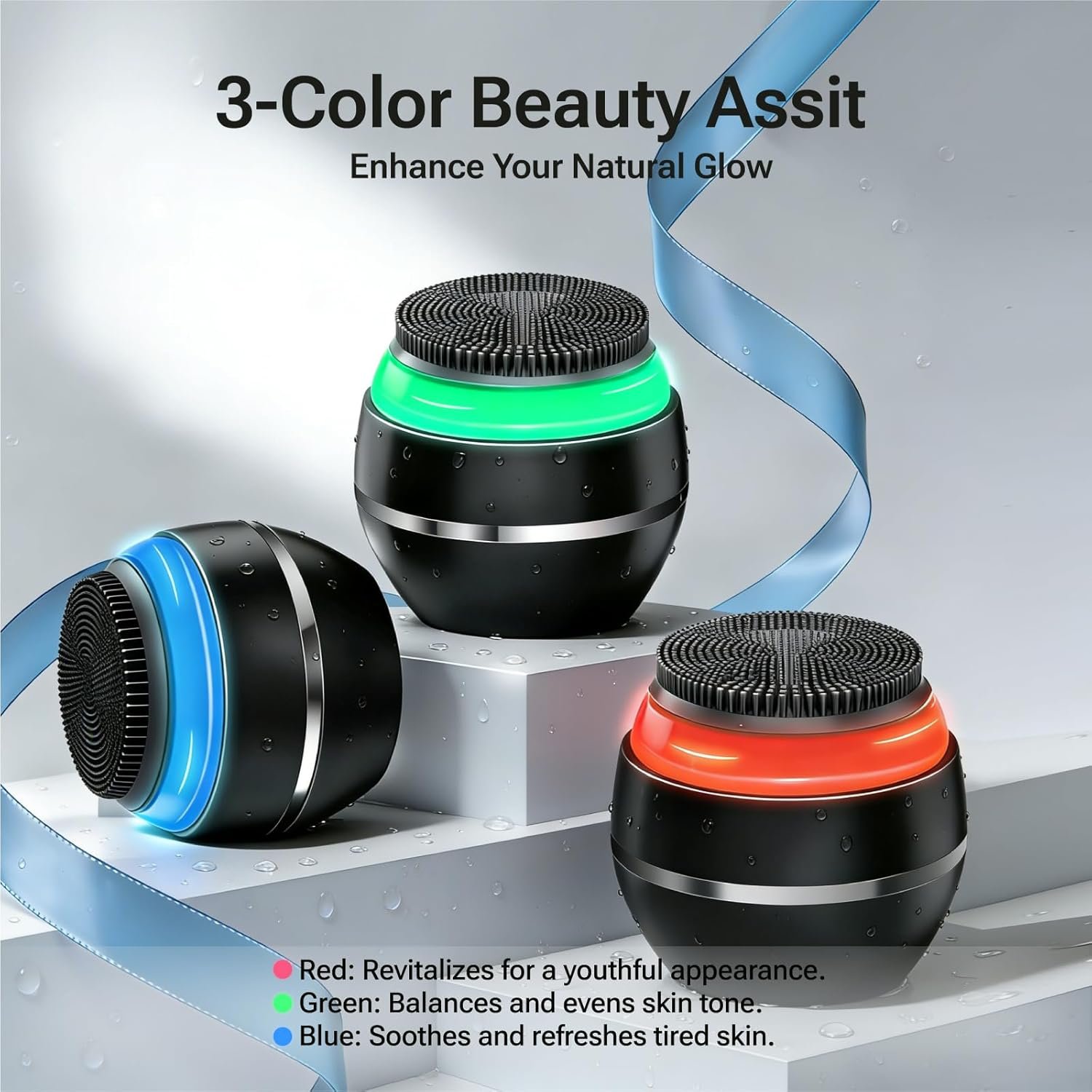 Electric Face Scrubber & Silicone Facial Cleansing Brush - Waterproof Sonic Face Brush Exfoliator with LED Screen, 3 Beauty Light Modes, Rechargeable Face Wash Brush for Deep Cleaning & Massage-Black - Image 8