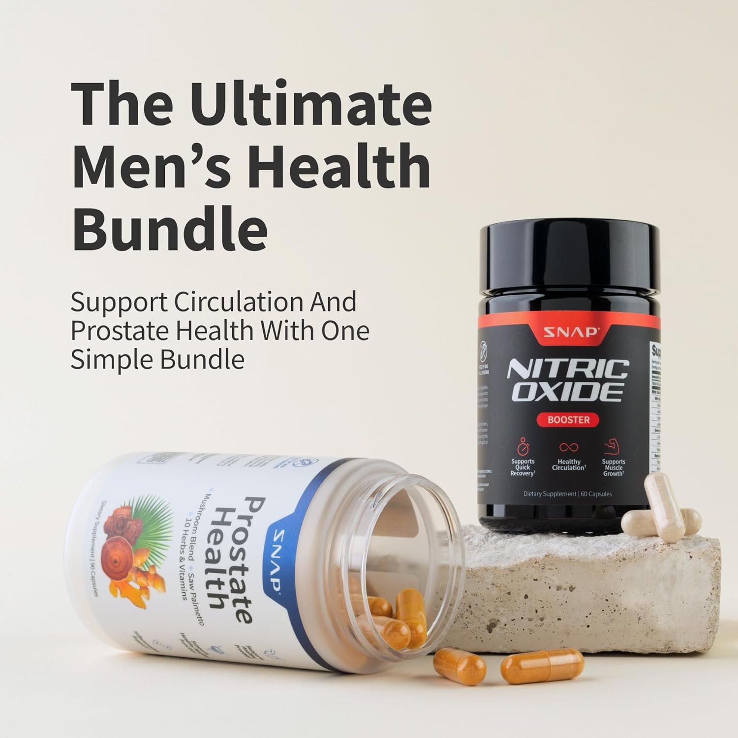 Snap Supplements Nitric Oxide Booster + Prostate Health Supplements for Men, Circulation, Stamina & Urinary Support, L-Citrulline, L-Arginine, Saw Palmetto for Men, Caffeine-Free, 60 + 90 Capsules - Image 6