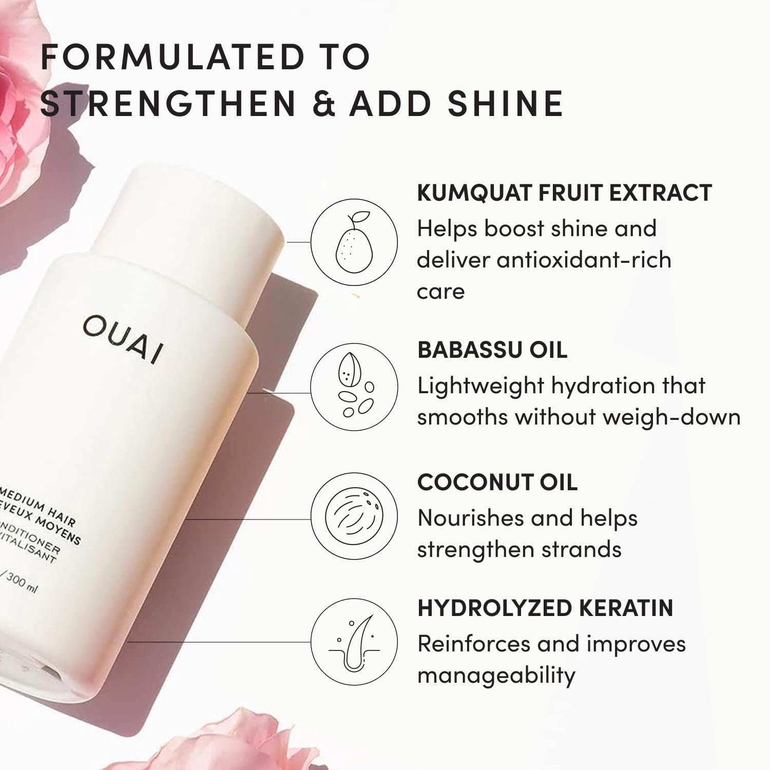 OUAI Medium Hair Shampoo and Conditioner Set - Sulfate-Free Shampoo and Conditioner for Women & Men - Made with Keratin, Shea Butter & Avocado Oil - Free of Parabens & Phthalates (10 Fl Oz) - Image 5