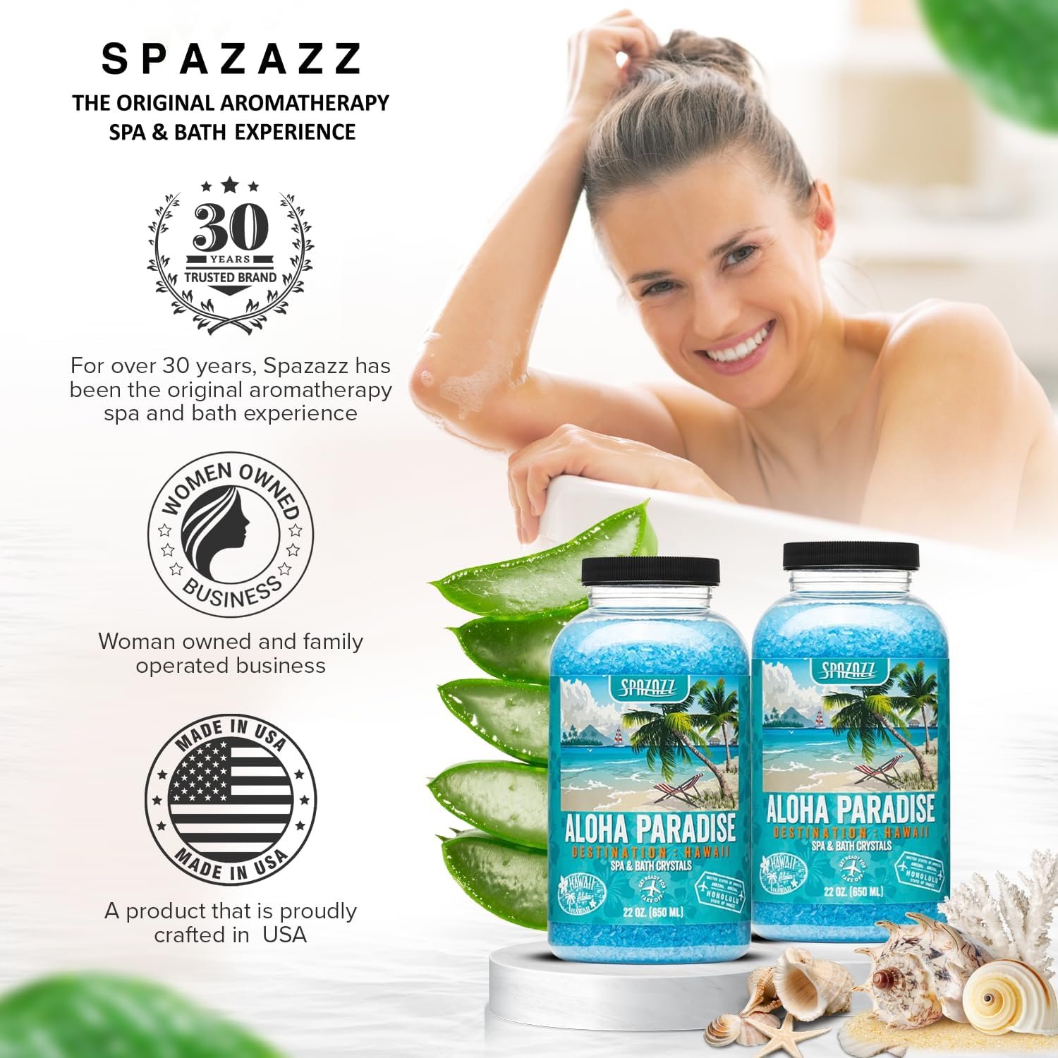 Spazazz Destinations - Hawaii - Aloha Paradise - Natural Spa & Bath Salt Aromatherapy Crystals 22oz -Skin Softener - Safe For Your Hot Tub & Kids - Image 6