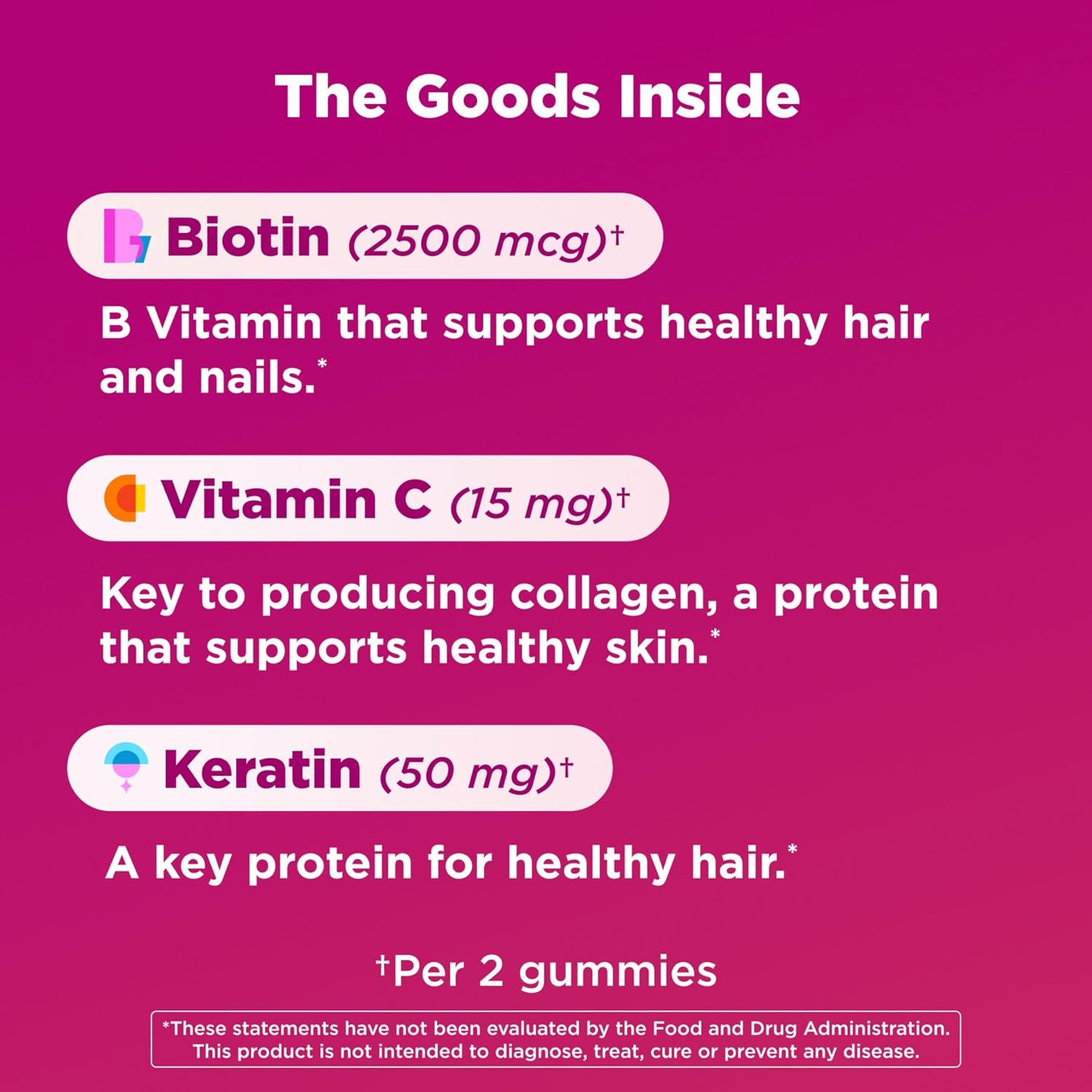 OLLY Hair Skin and Nails Gummies - Undeniable Beauty with Biotin 2500mcg Per 2 Gummies, Keratin & Vitamin C - Supports Healthy Hair, Skin, & Nails - Grapefruit Flavor - 60 Count - Image 4
