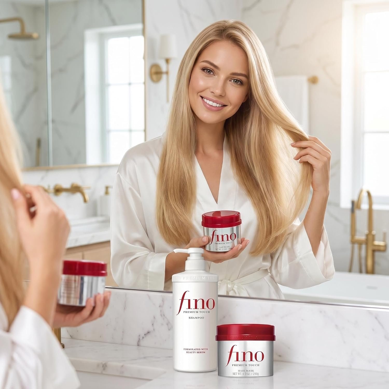 Fino Premium Touch Shampoo & Hair Mask Set, Royal Jelly Deep Repair & Intensive Hydrating Treatment for Frizzy, Dry, Damaged Hair, Anti-Breakage Japanese J-Beauty Bundle (550ml + 230g) - Image 5