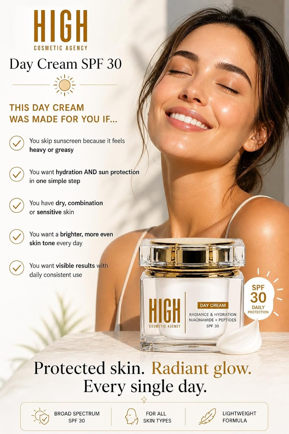 Day Cream Lightweight Hydrating Moisturizer with Antioxidants for Bright, Protected Skin – Broad-Spectrum UVA/UVB Defense, Perfect for Daily Use - Image 6