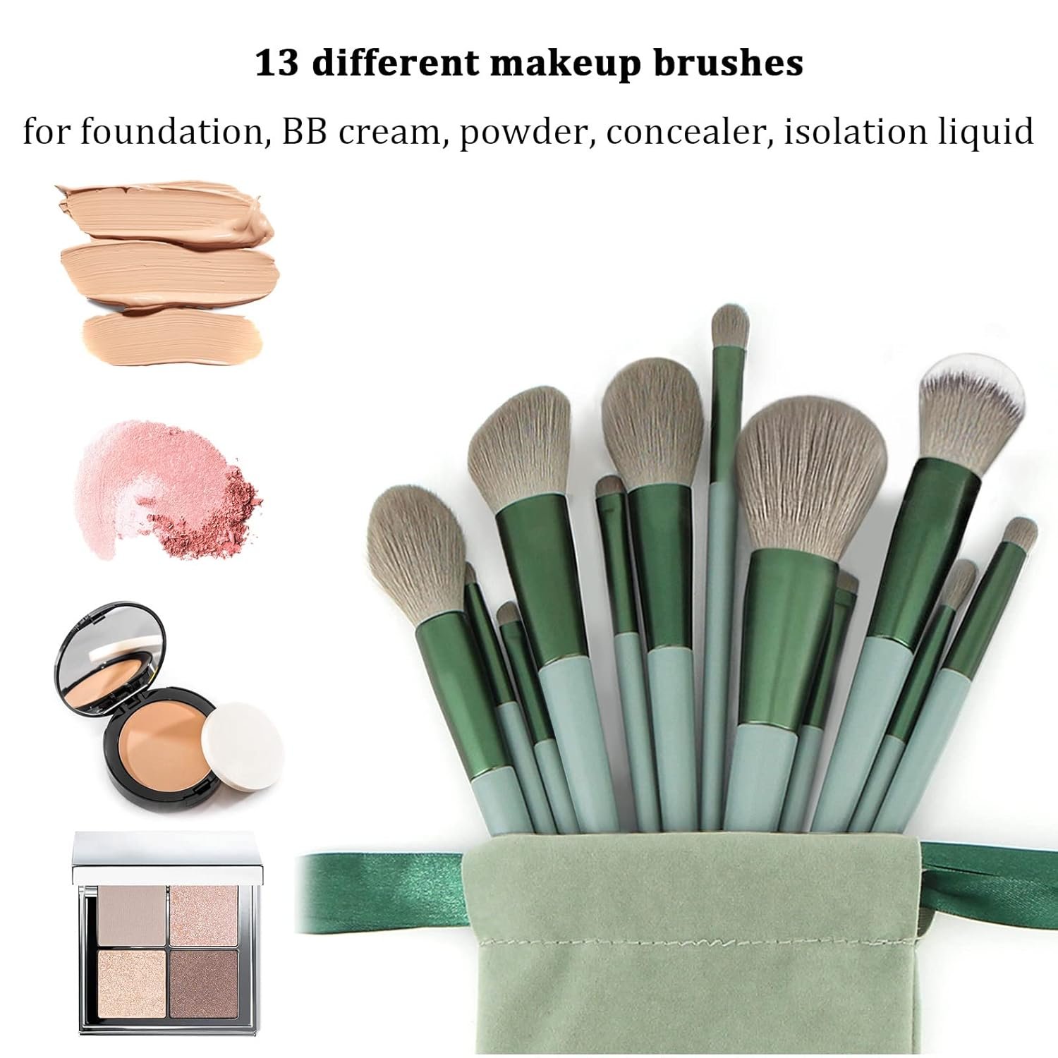Koccido Makeup Brushes 22 Pcs Makeup Kit,Foundation Brush Eyeshadow Brush Make up Brushes Set (Green, 22 Piece Set) - Image 3