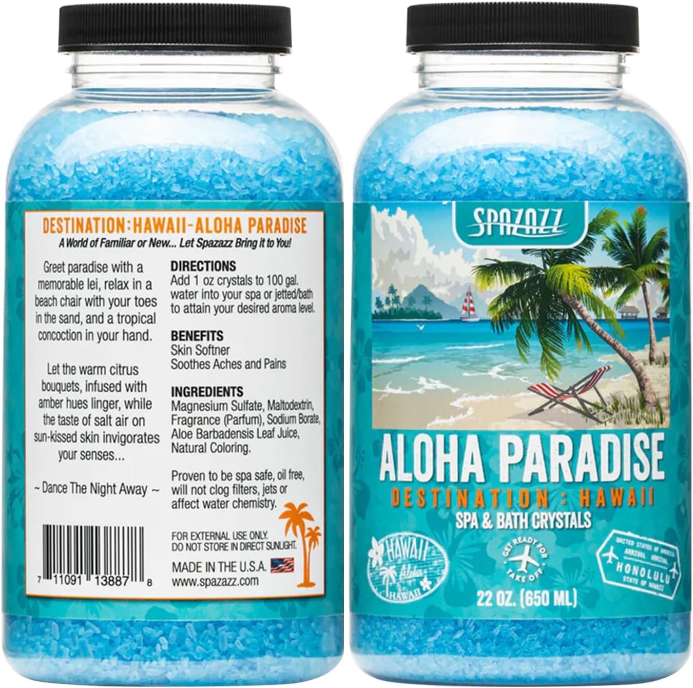 Spazazz Destinations - Hawaii - Aloha Paradise - Natural Spa & Bath Salt Aromatherapy Crystals 22oz -Skin Softener - Safe For Your Hot Tub & Kids - Image 3
