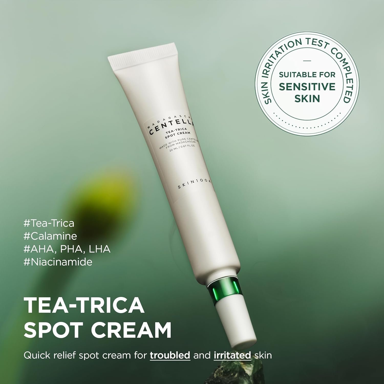 SKIN1004 Tea-Trica Spot Cream, Spot Treatment with Centella Asiatica & Tea Tree, Face Moisturizer for Soothing Targeted Areas, Cica Cream for Clear-looking Skin, Korean Skin Care, 0.67 fl.oz / 20ml - Image 2