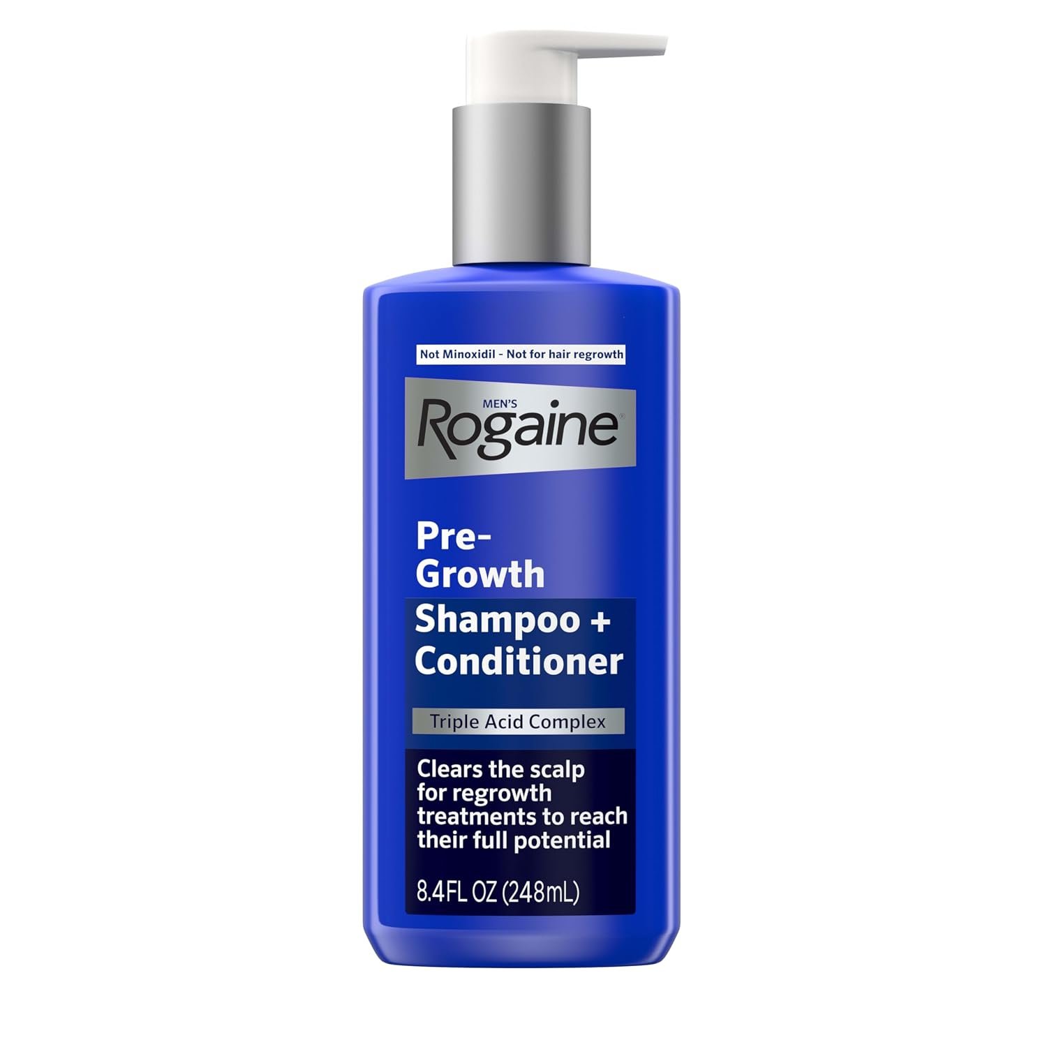 Rogaine Men's Pre-Growth 2 in 1 Shampoo + Conditioner with Triple Acid Complex, Scalp Purifying Shampoo Removes Build-Up To Maximize Hair Regrowth Treatments, Not Minoxidil, 8.4 fl. oz