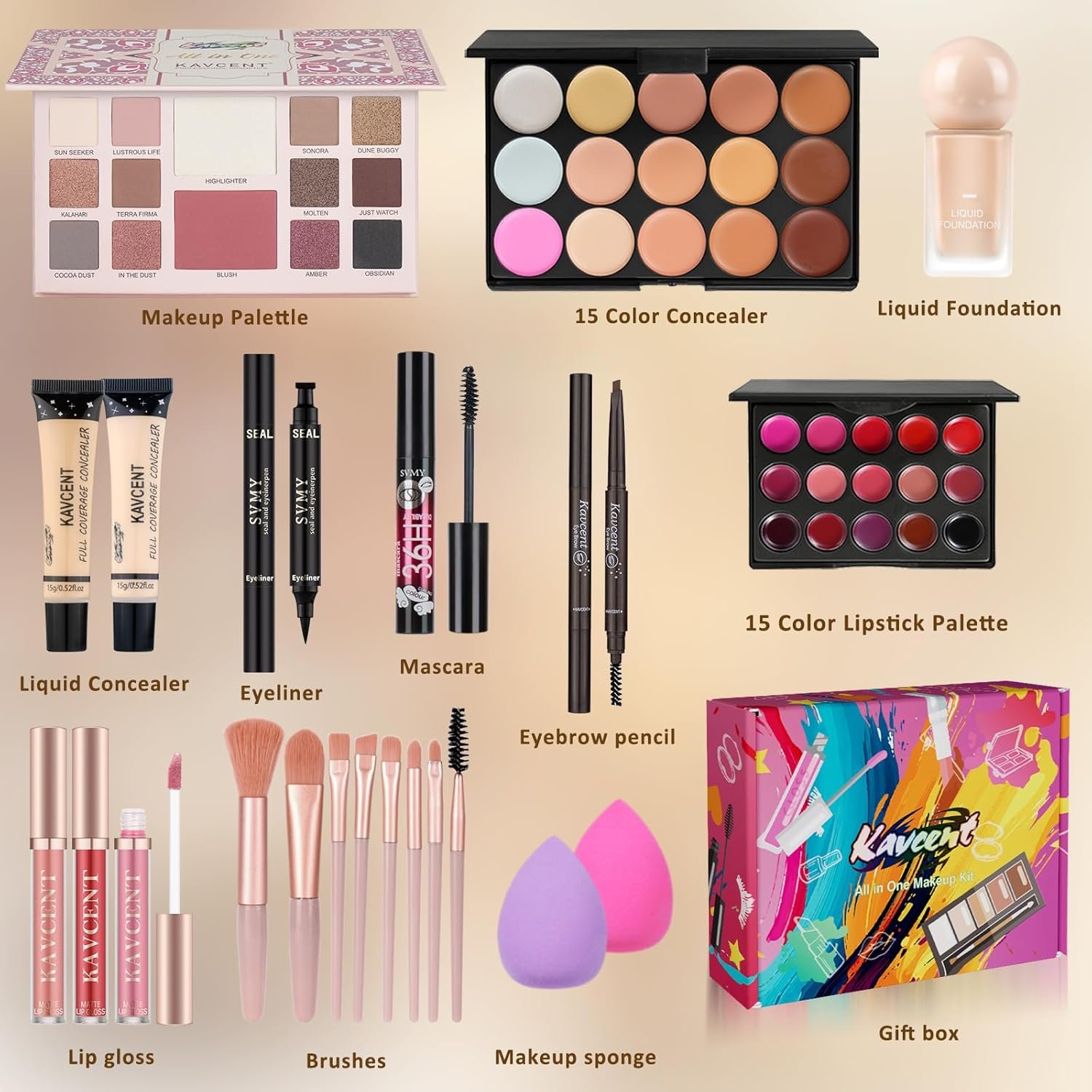 Makeup Kit for Women full Kit Makeup Set for Teens Girls Teenagers Eyeshadow Palette Foundation Makeup Gift Set for Women Makeup Kit for Teens - Image 2