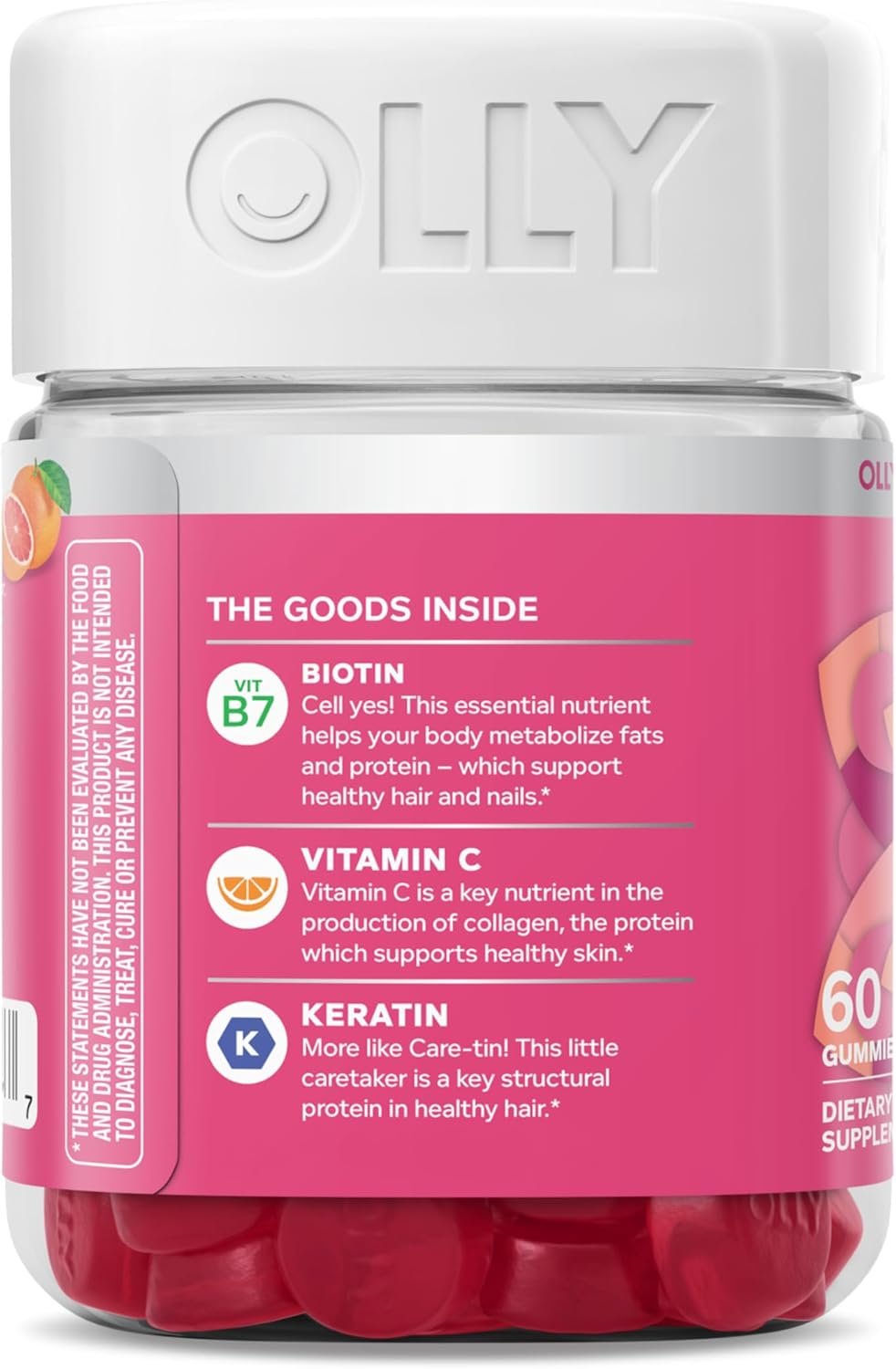 OLLY Hair Skin and Nails Gummies - Undeniable Beauty with Biotin 2500mcg Per 2 Gummies, Keratin & Vitamin C - Supports Healthy Hair, Skin, & Nails - Grapefruit Flavor - 60 Count - Image 12
