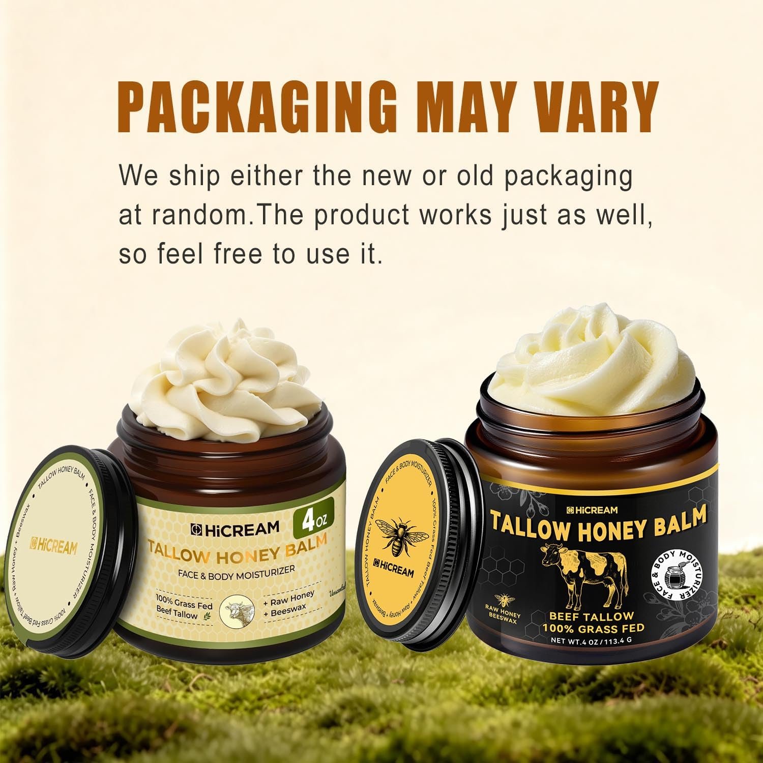 Hicream Beef Tallow for Skin, Beef Tallow and Honey Balm, 100% Organic Grass-Fed Beef Tallow, Face & Body Moisturizer for Dry, Cracked, Sensitive Skin - Handmade - Natural Formula (4 Oz, Unscented) - Image 2