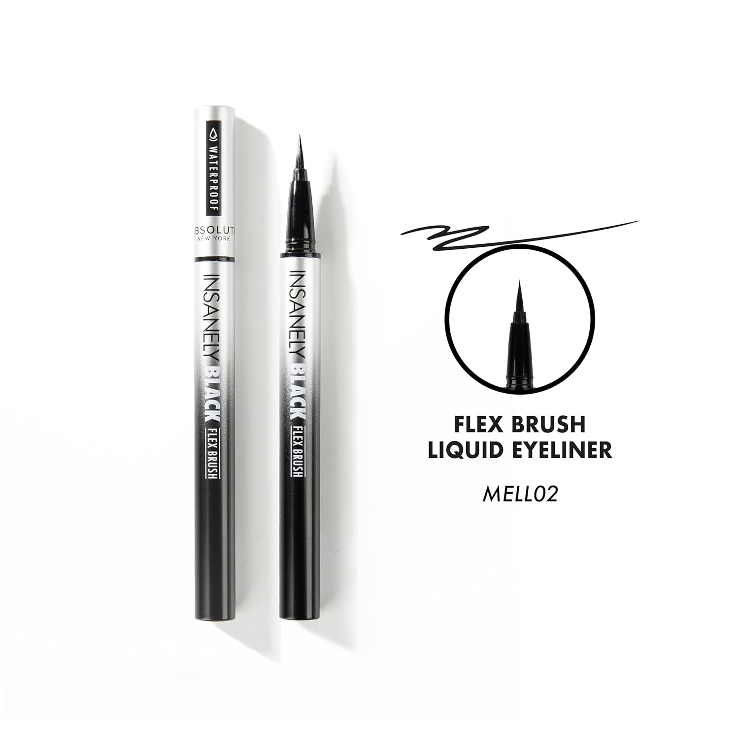 Absolute New York MELL01 Insanely Black Drawing Felt Liquid Eyeliner, Waterproof and Smudegeproof, Long Lasting, Contact Lens Friendly Liquid Eyeliner - Image 4