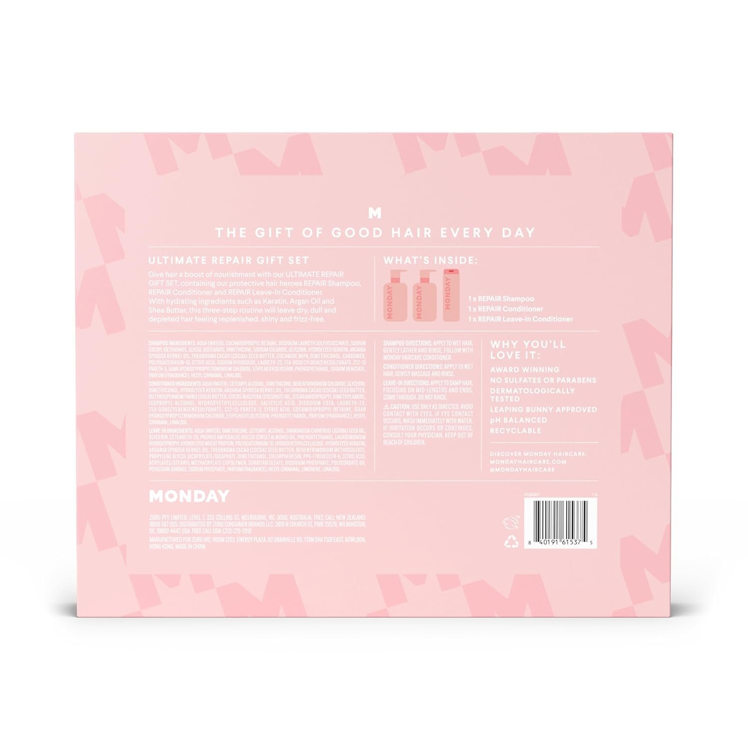 MONDAY Haircare Ultimate Repair Gift Set with REPAIR Shampoo, REPAIR Conditioner and REPAIR Leave-In - Image 2