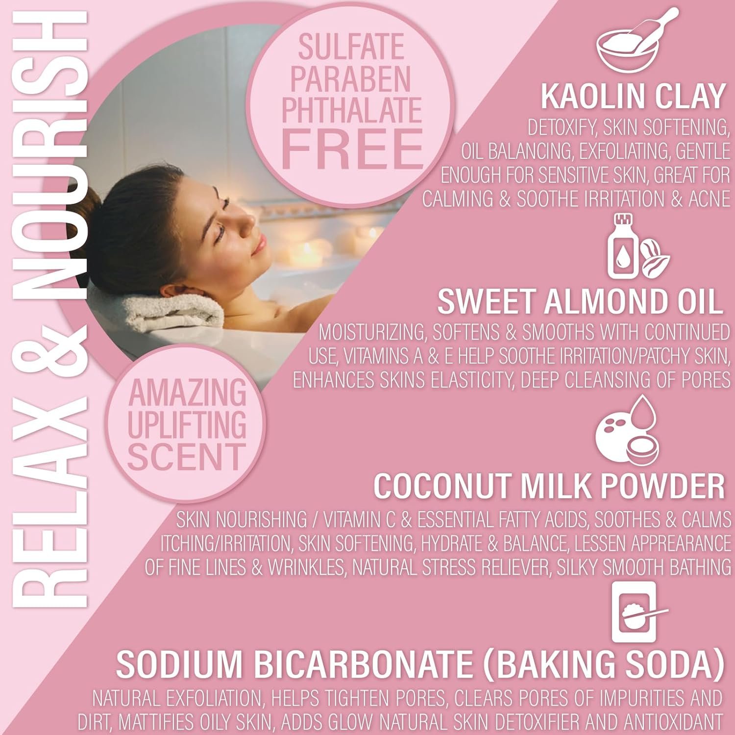 Luxiny Vegan Milk Bath Soak Made with Moisturizing Coconut Milk Powder & Sweet Almond Oil for a Bath Bomb Dust Soothing Fizz & Relaxing Soak, 8 oz. (Black Cherry) - Image 2