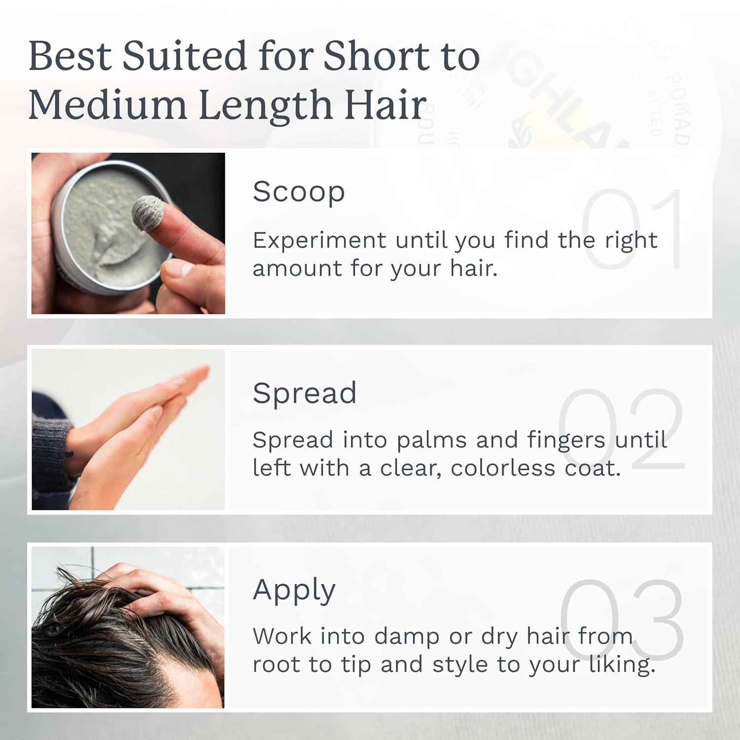 Highland Glacial Hair Clay Pomade - Award winning hair styling clay for men and women made with 100% all natural and organic ingredients that promote hair and scalp health. Low shine, Medium Hold. - Image 5