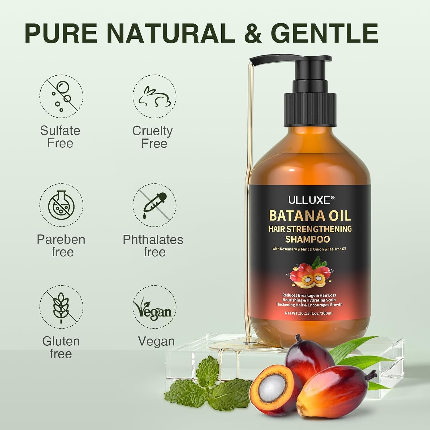Batana Oil Hair Growth Shampoo, Sulfate Free Strengthening Shampoo for Women & Men with Thinning Hair & Hair Loss, Infused Rosemary & Mint Nourishes Hair Scalp, for All Hair Types, 10.15 fl.oz - Image 5