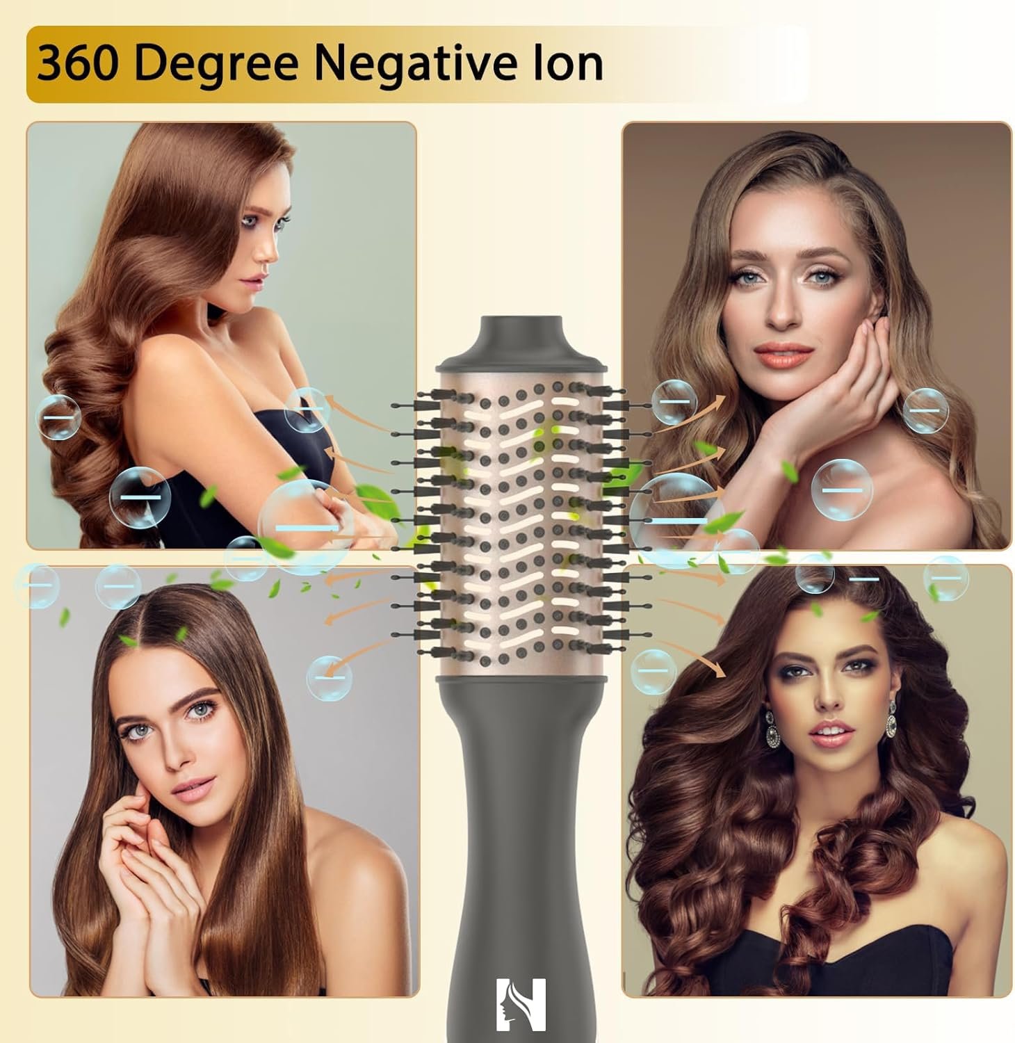 Nicebay Hair Dryer Brush, Blow Dryer Brush for Women Fast Styling, One Step Blowout Brush Hair Dryer with Display Screen-Less Frizz, More Shine, Oval Ceramic Barrel, Negative Ion - Image 3