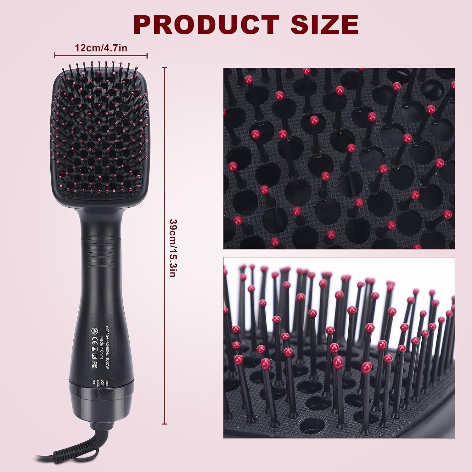 Sonew 2 In 1 Hair Dryer Brush & Straightener Blow Dryer Brush with Negative Ions Detangles & Smooths Hair Reduces Frizz & Static Styler - Image 8