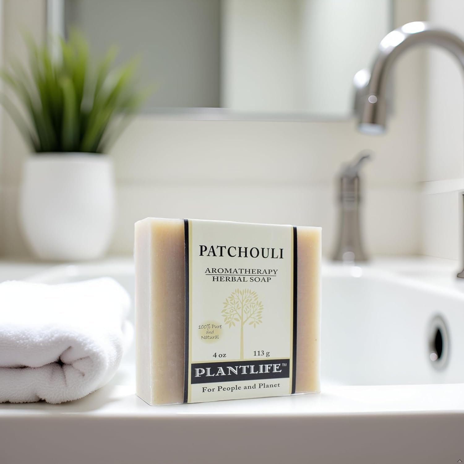 Plantlife Patchouli Bar Soap - Moisturizing and Soothing Soap for Your Skin - Hand Crafted Using Plant-Based Ingredients - Made in California 4oz Bar - Image 2