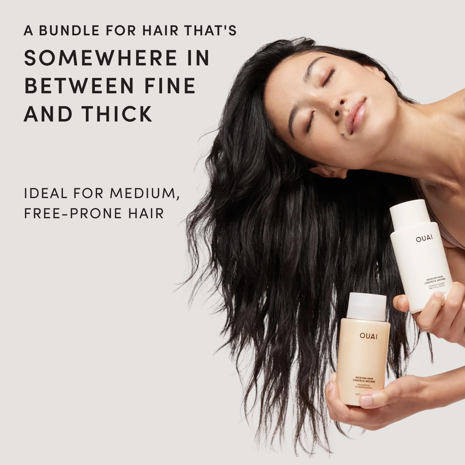 OUAI Medium Hair Shampoo and Conditioner Set - Sulfate-Free Shampoo and Conditioner for Women & Men - Made with Keratin, Shea Butter & Avocado Oil - Free of Parabens & Phthalates (10 Fl Oz) - Image 2