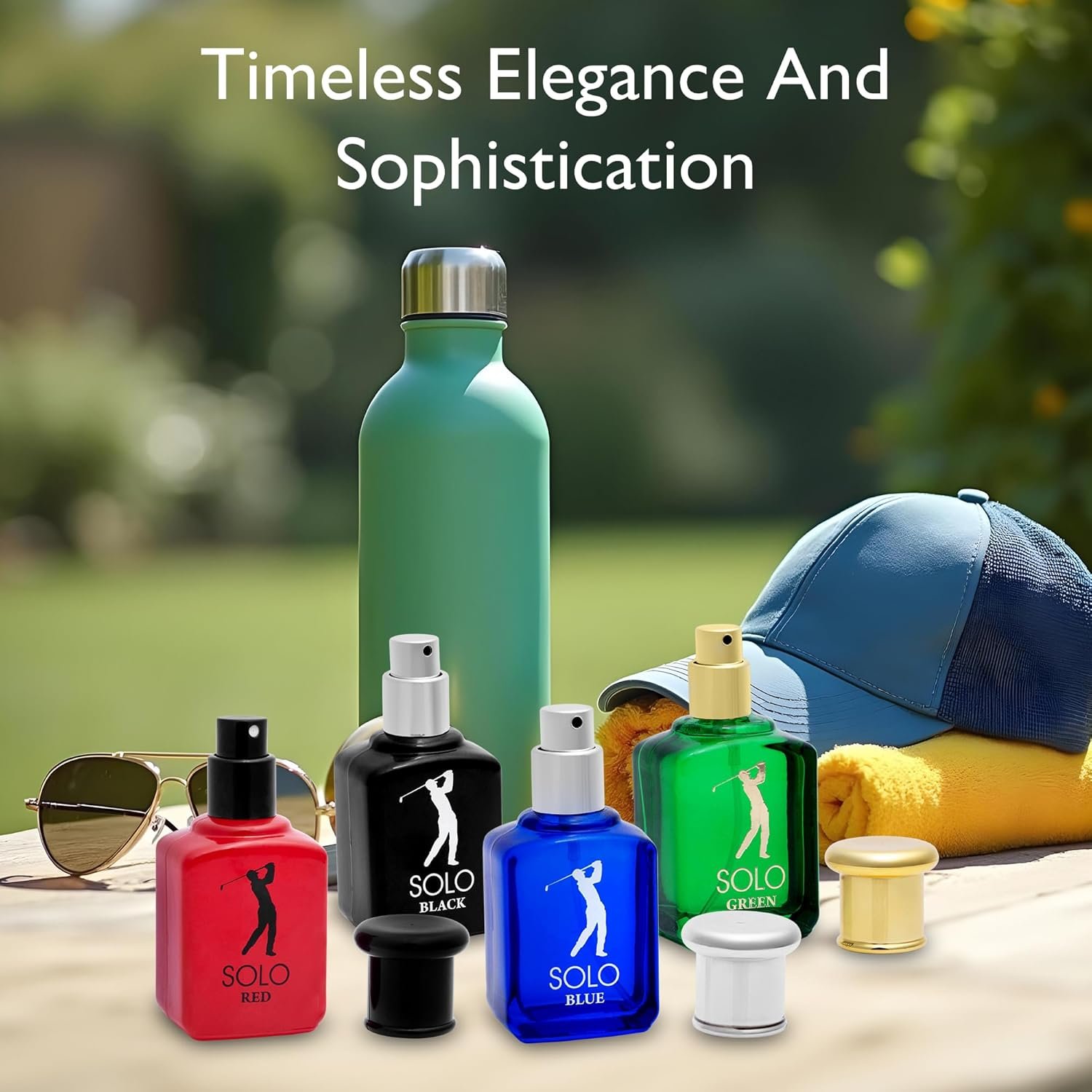 NovoGlow Solo 4-Piece Mini Fragrance Set for Men EDP - Solo Red, Blue, Black & Green - Combination of Woody, Citrus & Spicy Scents - Suitable For All Skin Types - Free of Paraben Each in 30ml Bottle - Image 8