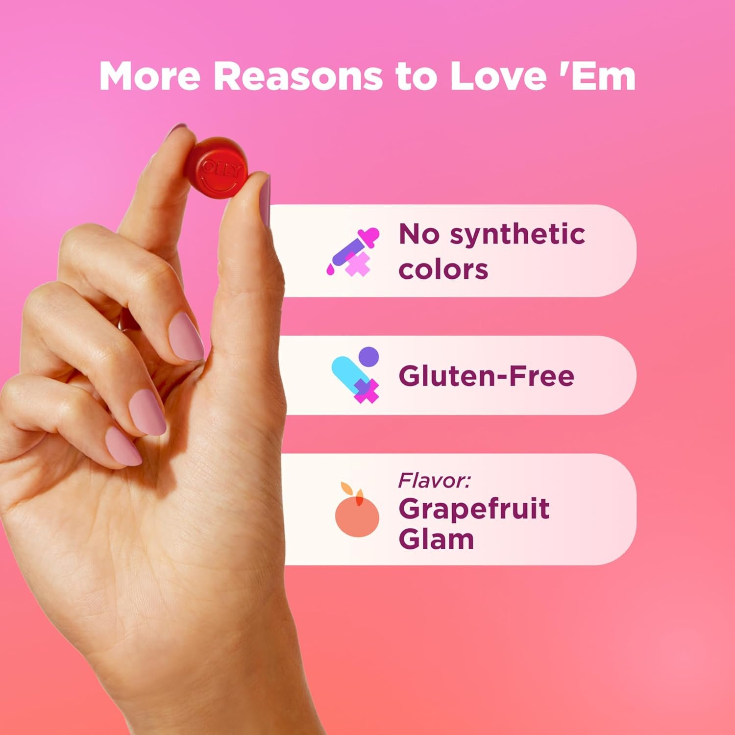 OLLY Hair Skin and Nails Gummies - Undeniable Beauty with Biotin 2500mcg Per 2 Gummies, Keratin & Vitamin C - Supports Healthy Hair, Skin, & Nails - Grapefruit Flavor - 60 Count - Image 5